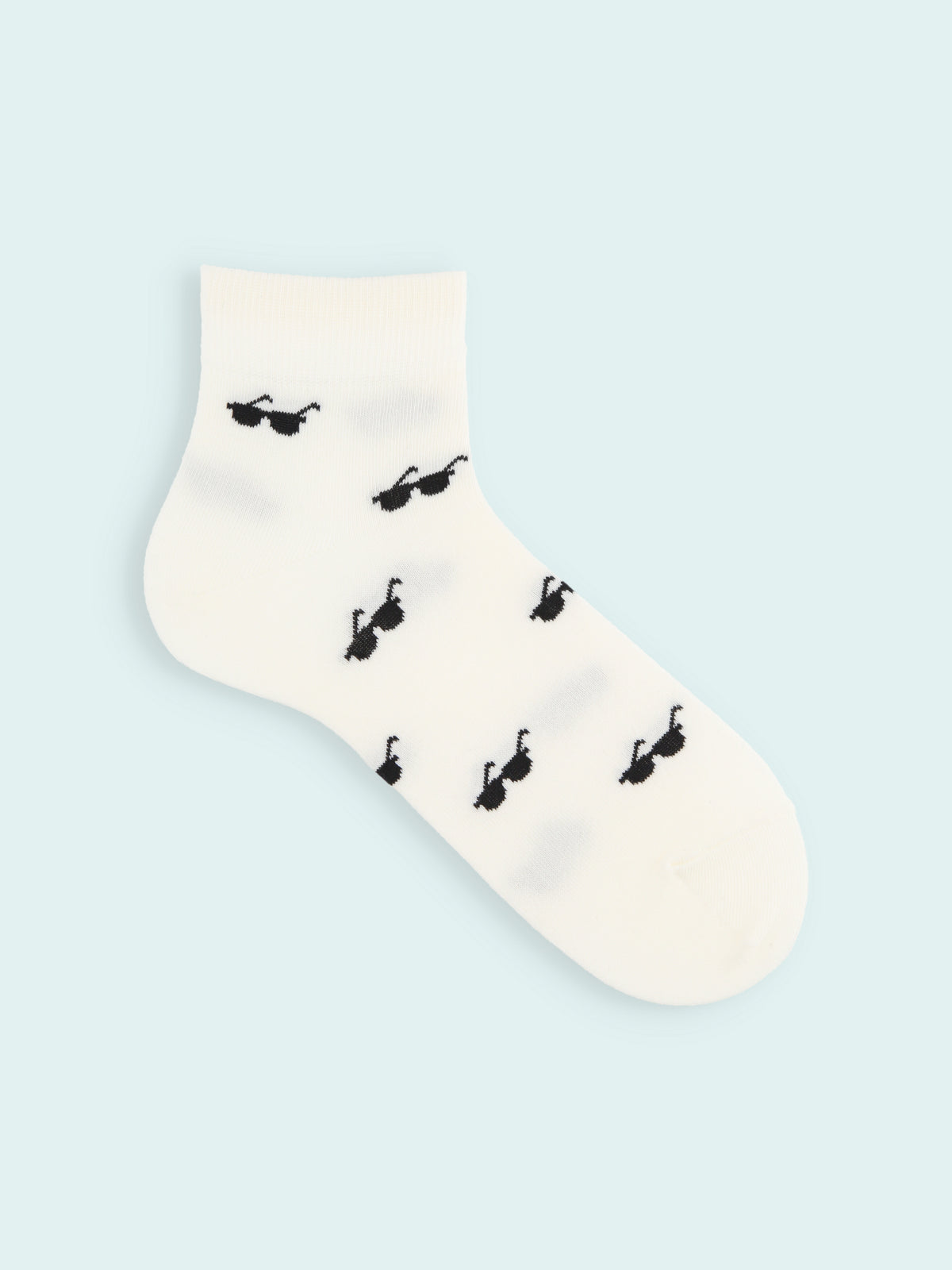【3足1,485円】メンズ めがね＆サングラス柄ショートソックス - オフ＋サングラス