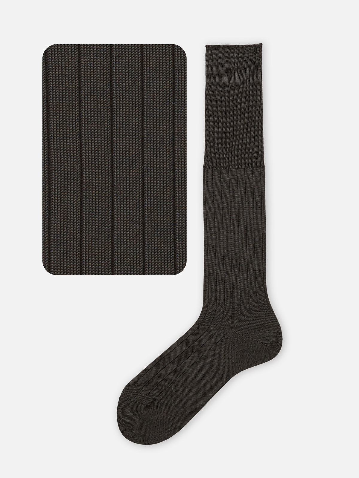 【Tabio MEN】【定番】 9×2リブロングホーズ(27.0～29.0cm) - ダークブラウン