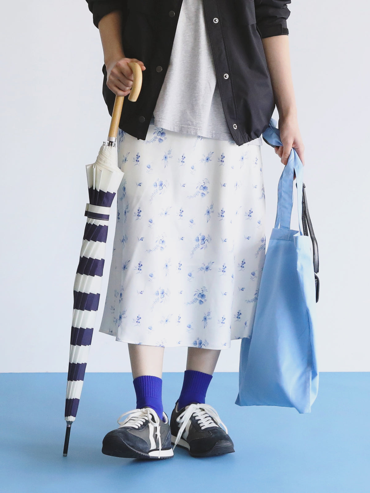 【脚傘 アシブレラ】撥水アメリブショートソックス / 21-23cm - ブルー