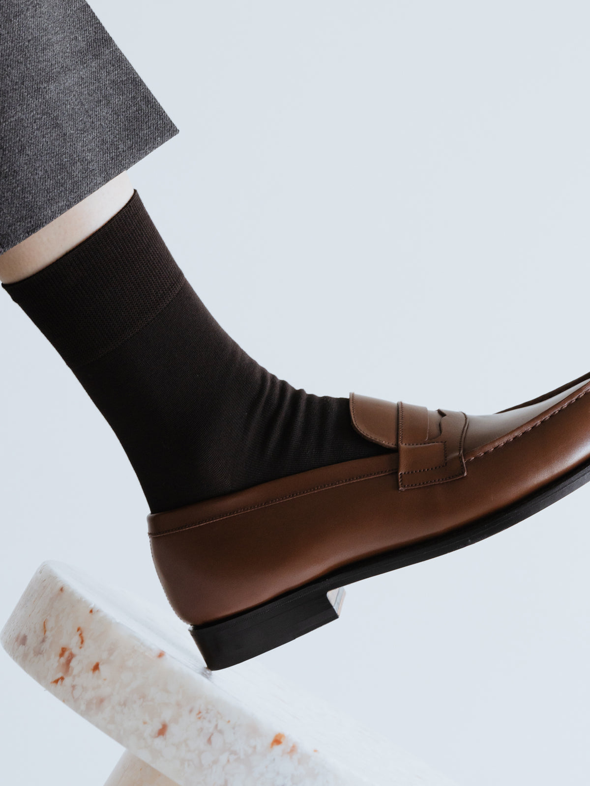 【Tabio MEN】ピマコットンブレンド無地ドレスショートソックス(27.0～29.0cm) - コクタン