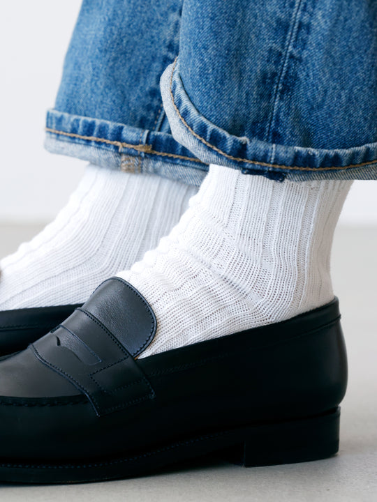 【Tabio MEN】さらっとやわらか綿麻混リブショートソックス