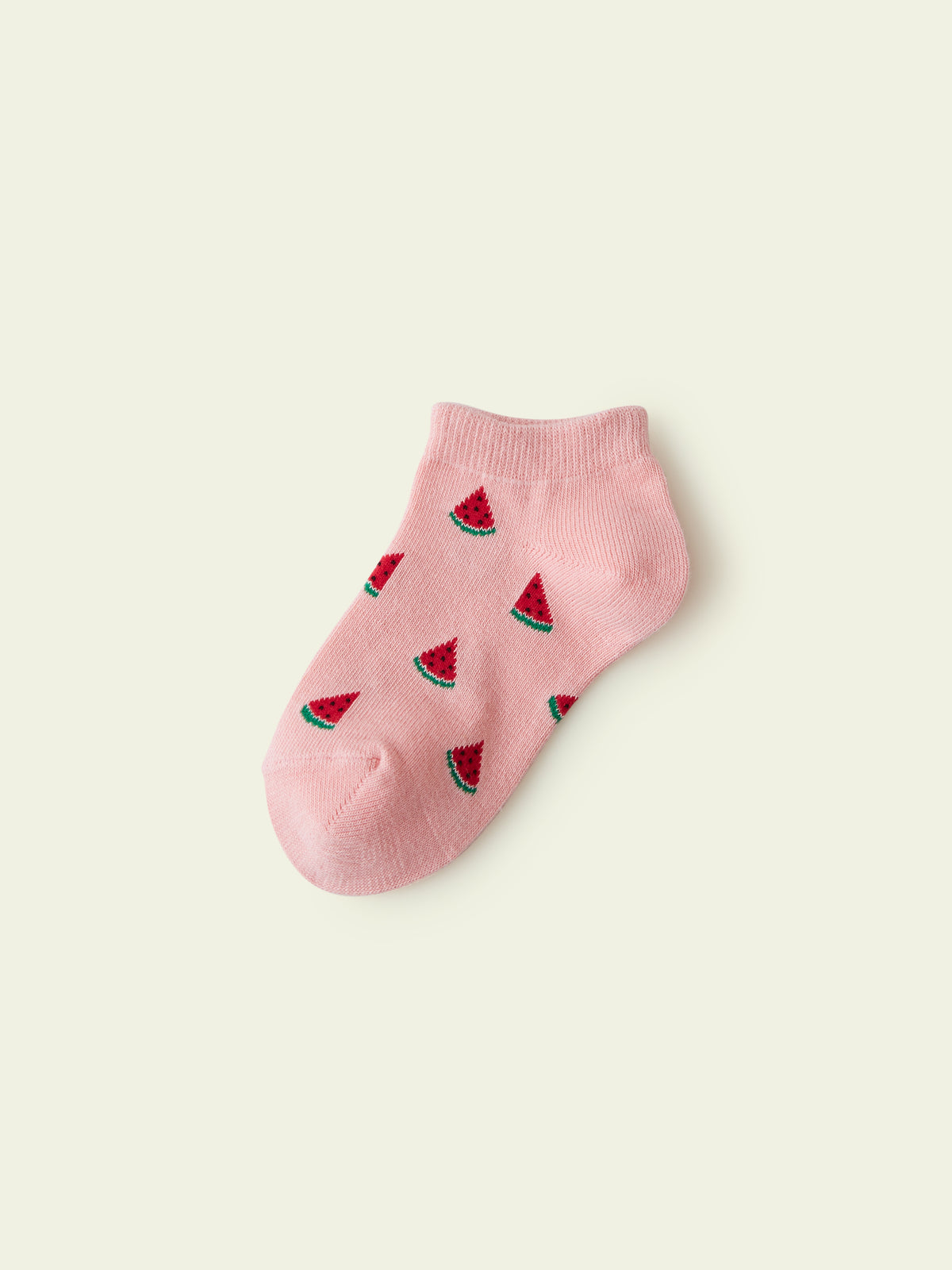 【3足1,485円】キッズ いろいろフルーツ柄スニーカー丈ソックス / 19-21cm - ピンク+スイカ