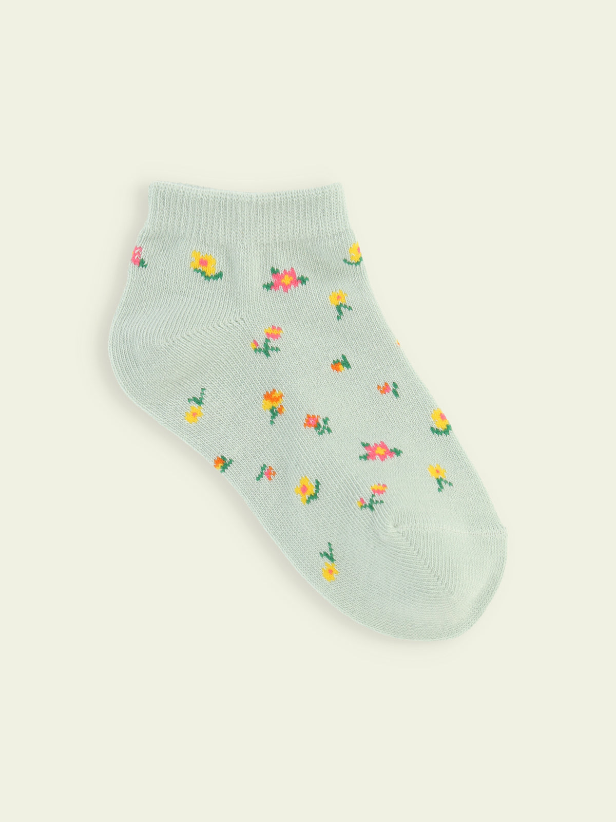 【3足1,485円】キッズ 小花柄スニーカー丈ソックス / 16-18cm - ミント