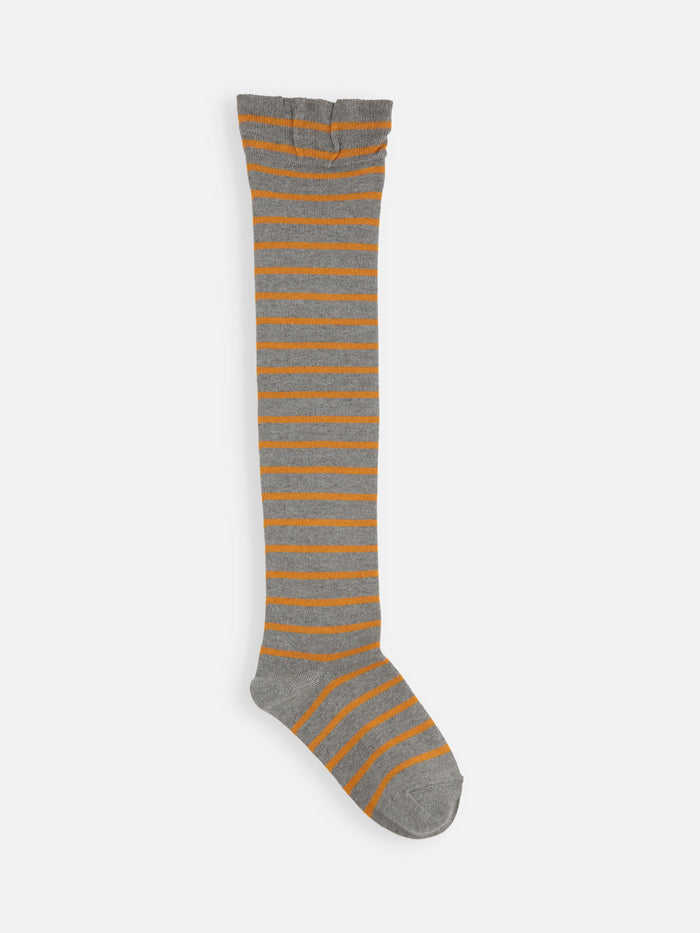 【キッズ】ピンボーダーオーバーニーソックス / 19-21cm