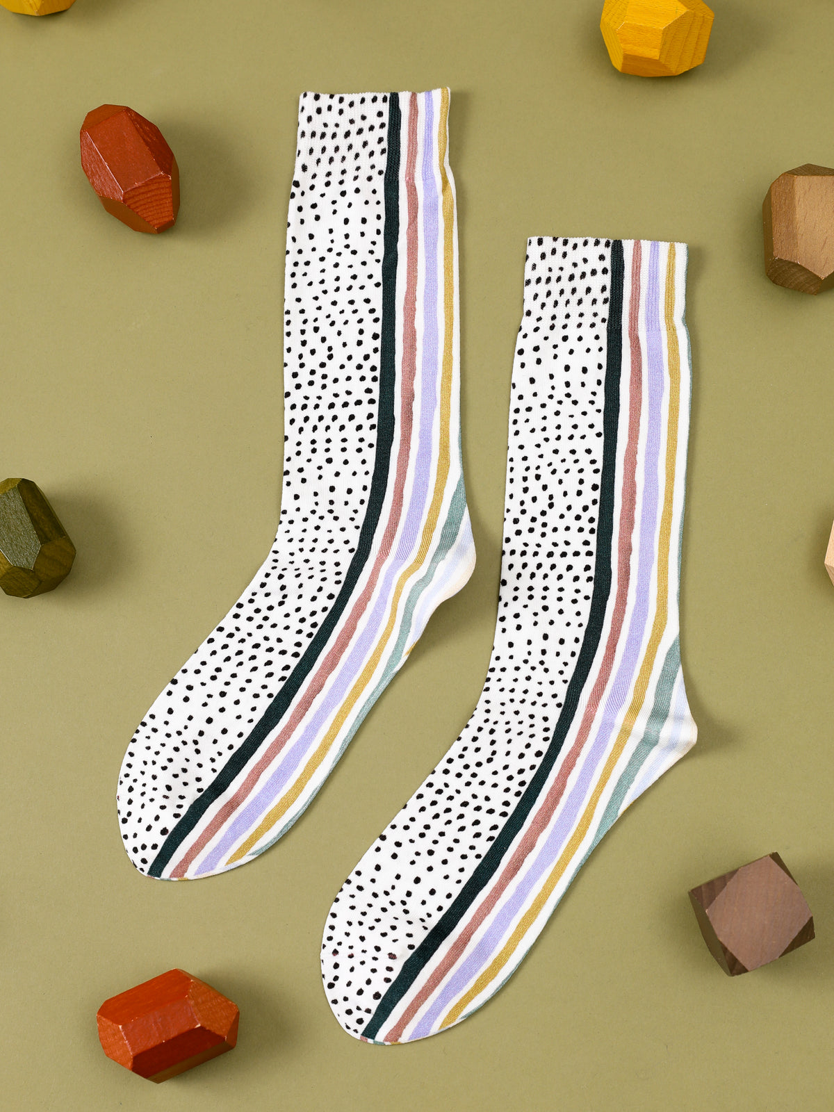 エイブルアートレギュラー丈ソックス（25.0～27.0cm） - 04 ｄｏｔｓ　ａｎｄ　ｓｔｒｉｐｅｓ（ムーコ