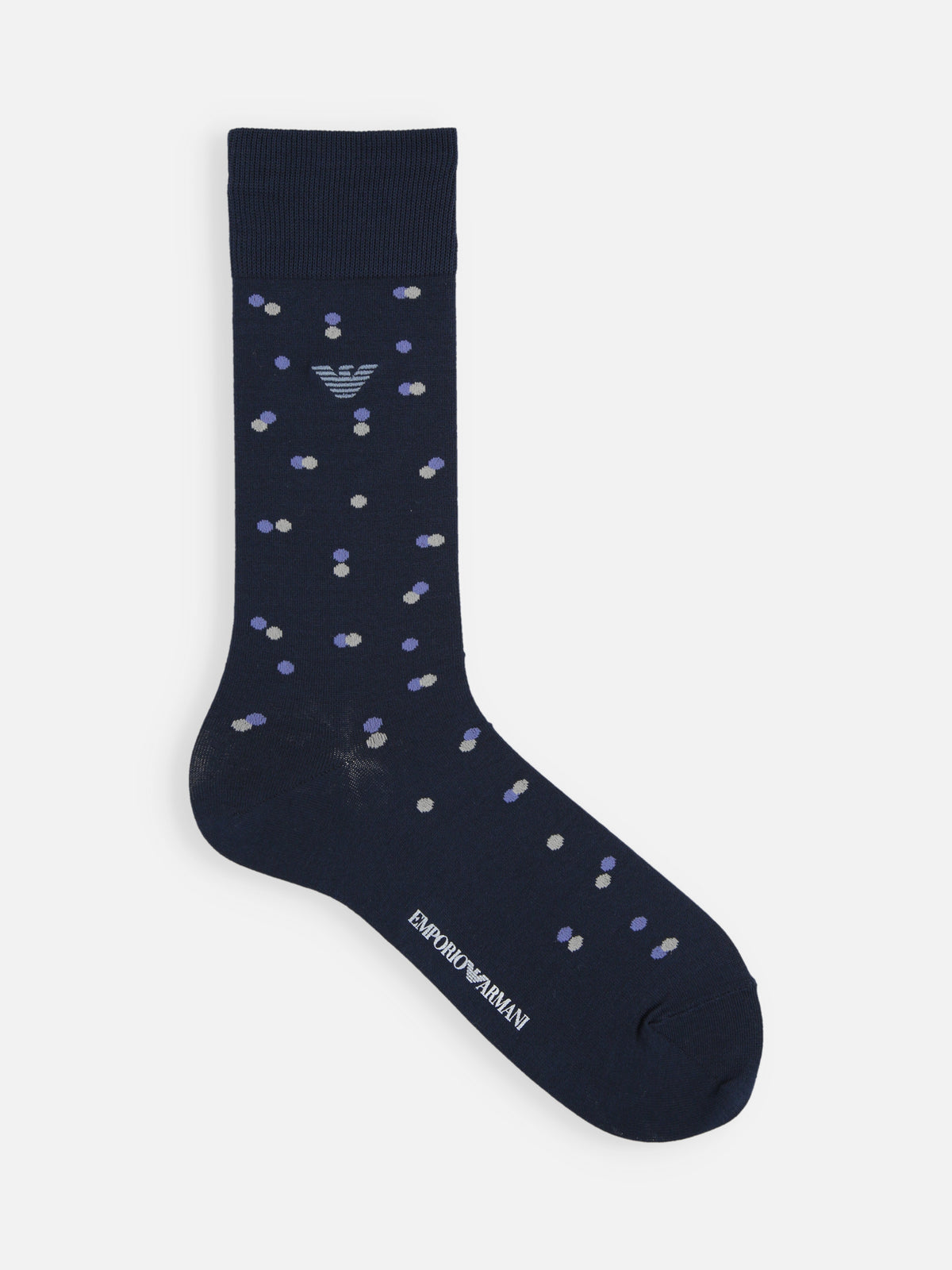 【EMPORIO ARMANI】イーグル刺繍ドットクルー丈ソックス - ネイビー