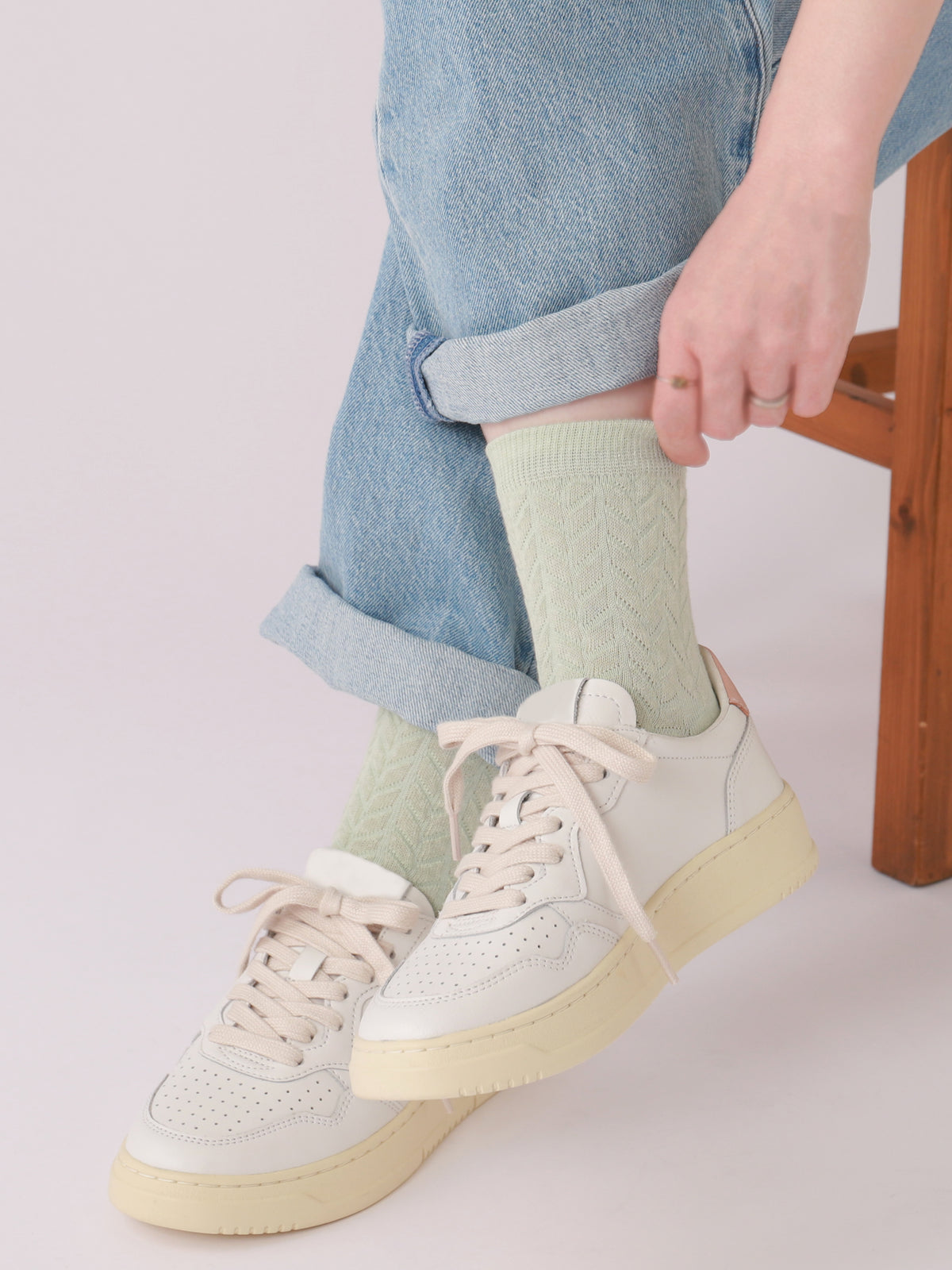 【3足1,485円】フロートへリンボン柄ショートソックス