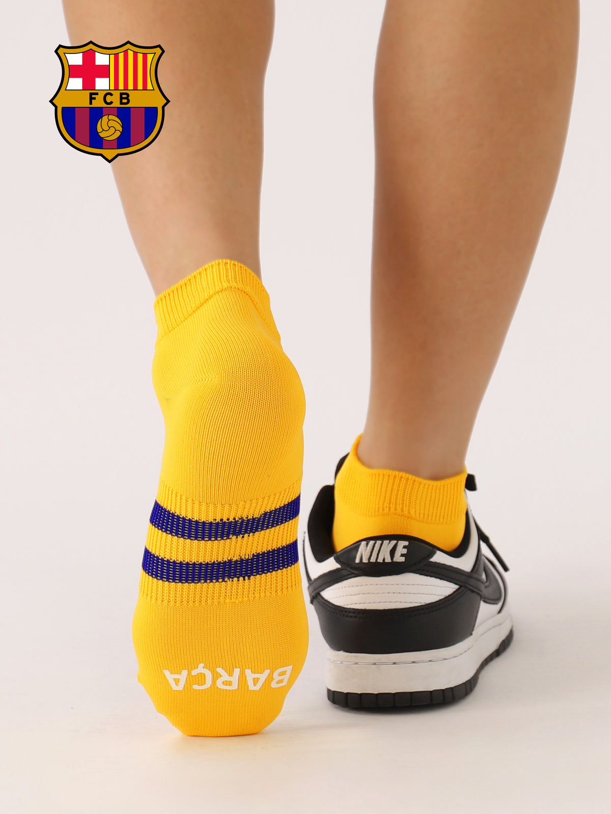 FC Barcelona ラインスニーカー丈ソックス - イエロー