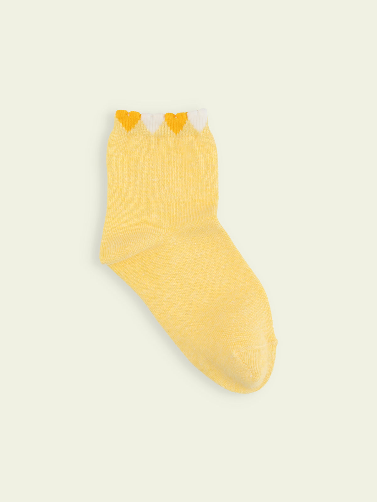 【3足1,485円】キッズ 履き口たっぷりハートショートソックス / 16-18cm - クリーム