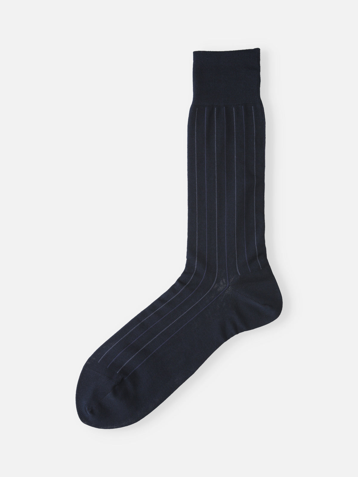 【Tabio MEN】連続シルケット ストライプソックス(27.0～29.0cm) - ネイビー＋チャコール
