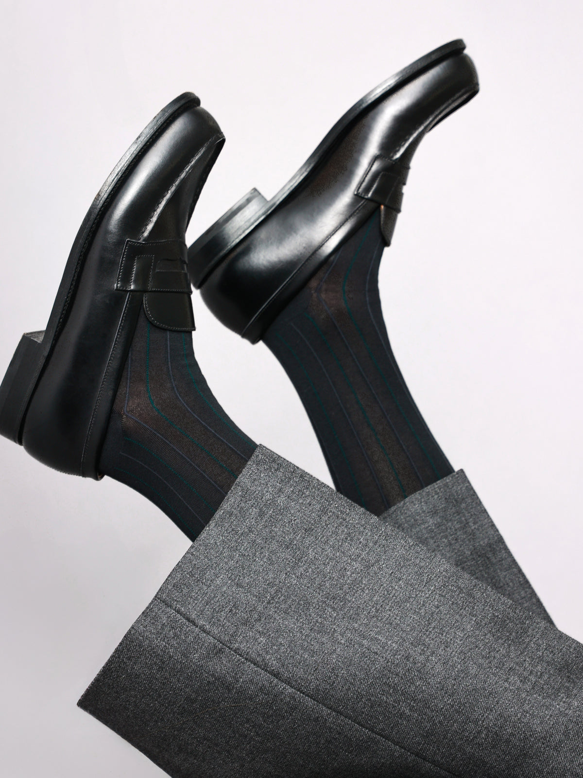 【Tabio MEN】連続シルケットストライプハイソックス(23.0～25.0cm)
