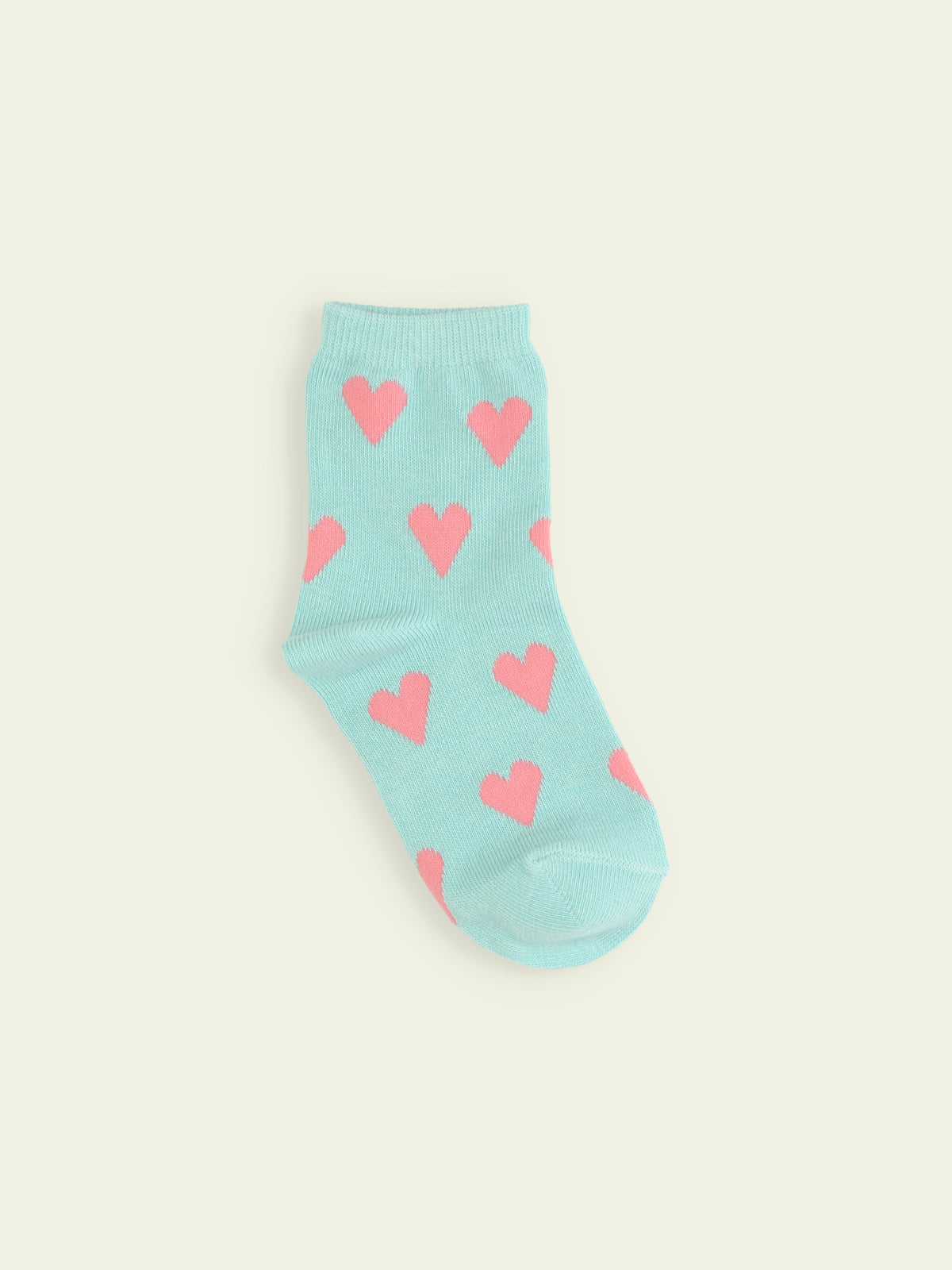 【3足1,485円】キッズ ハート柄ショートソックス / 13-15cm - サックス