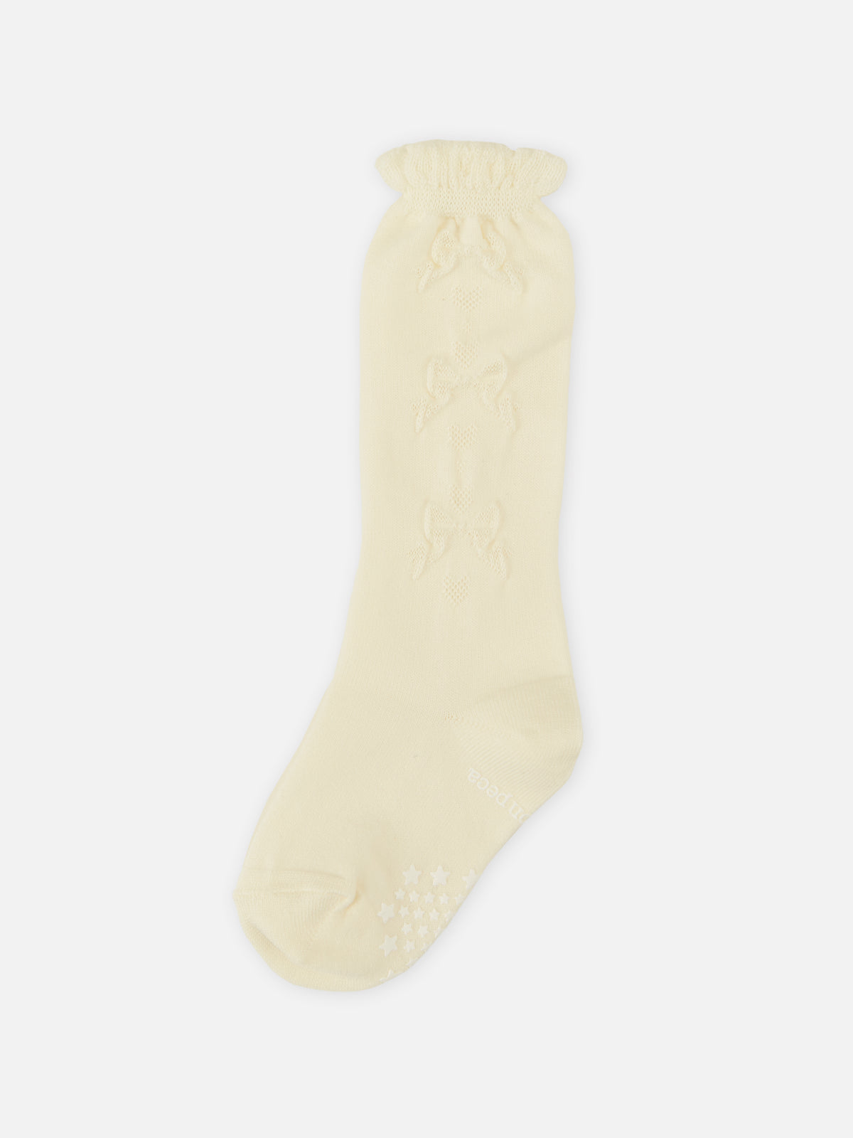 【キッズ】フロートリボン柄ハイソックス 滑り止め付 / 13～15cm - キナリ
