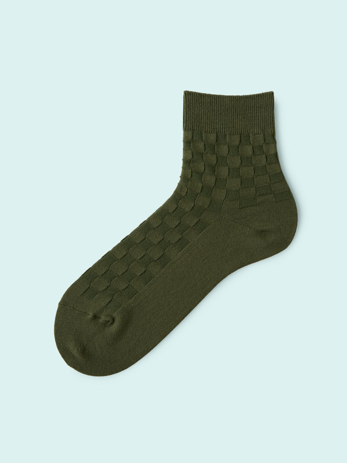 【3足1,485円】メンズ リンクスブロックショートソックス - カーキ