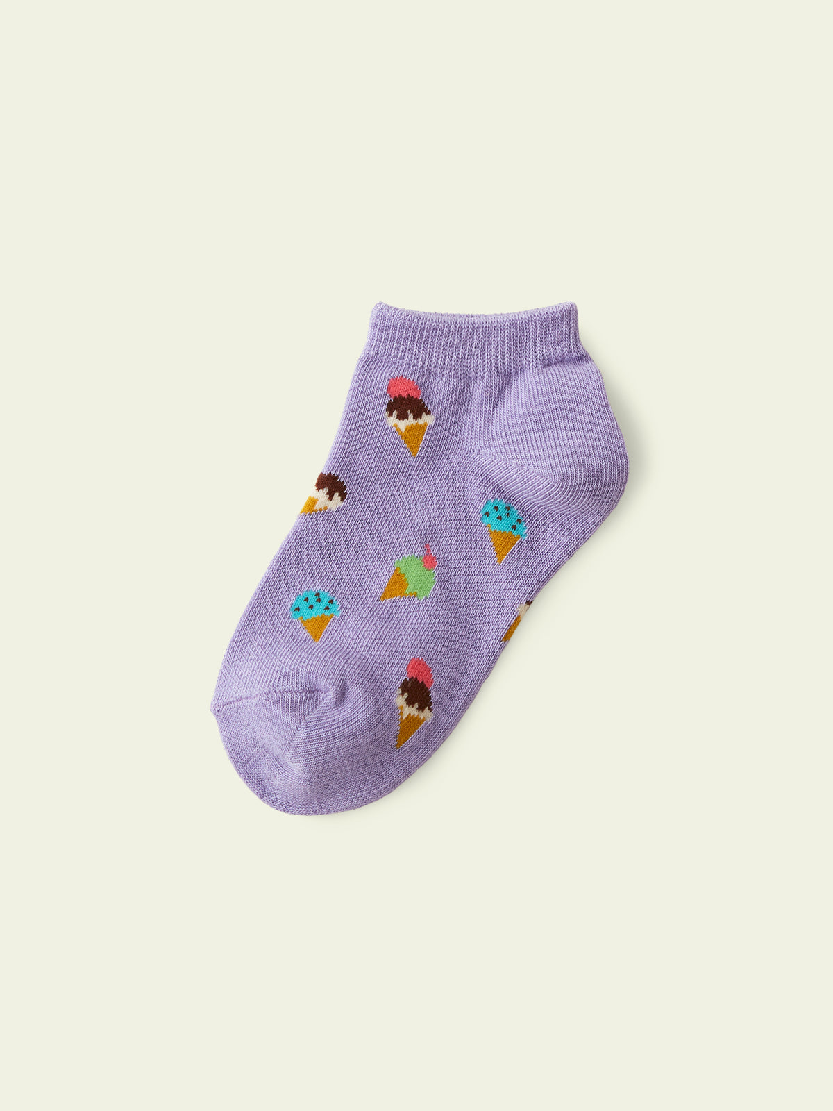 【3足1,485円】キッズ  アイスクリームスニーカー丈ソックス / 19-21cm - ラベンダー
