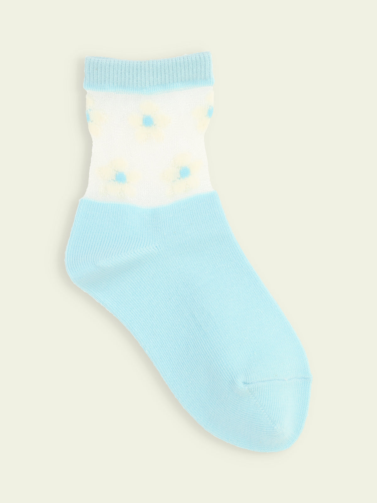 【3足1,485円】キッズ チュール花柄切替ソックス / 16-18cm