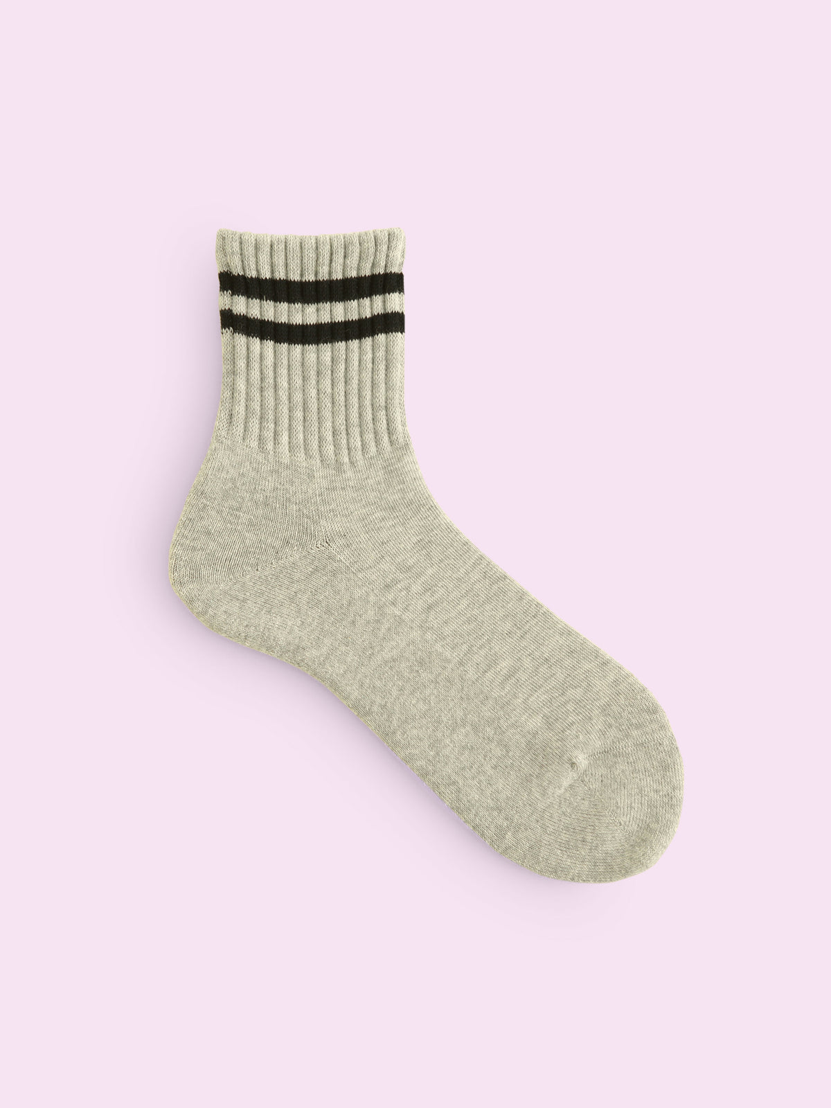 【3足1,485円】パイルラインショートソックス - グレー+クロ