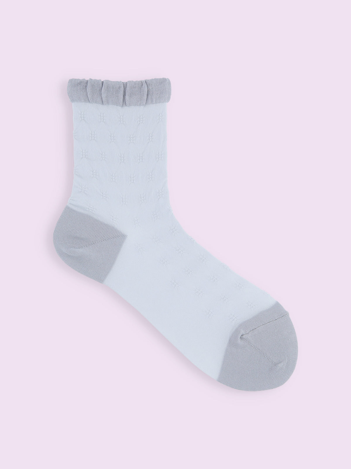 【3足1,485円】くしゅくしゅシースルーショートソックス - グレー