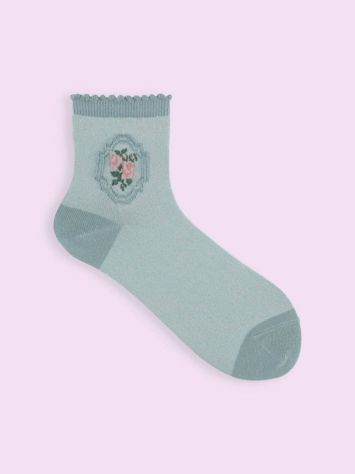 【3足1,485円】フロート額縁小花ショートソックス