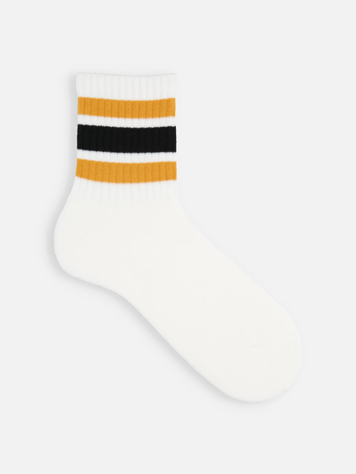 【Tabio MEN】アメリブクッションパイルラインソックス - シロベース+ダークイエロー+クロ