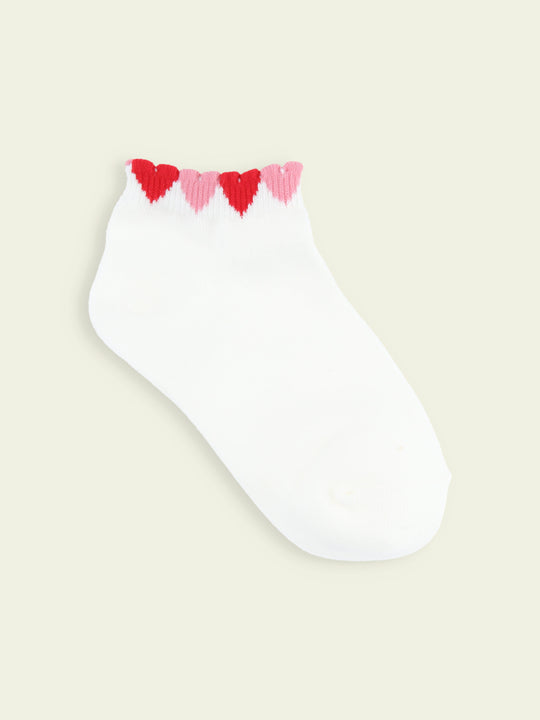 【3足1,485円】キッズ ゴム口たっぷりハートスニーカー丈ソックス / 19-21cm