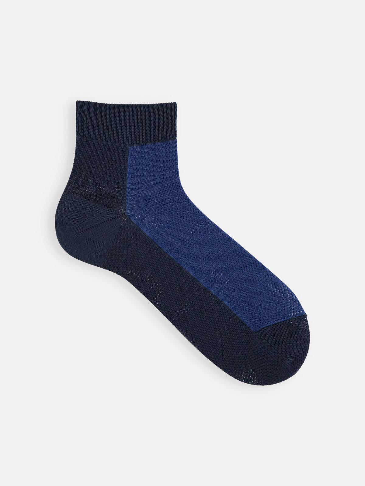 【Tabio MEN】つま先までメッシュバイカラーショートソックス - ネイビー×ブルー