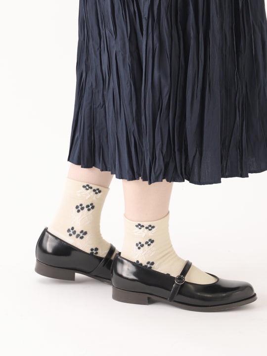 【3足1,485円】履き口ゆったりフロートフラワーラインショートソックス