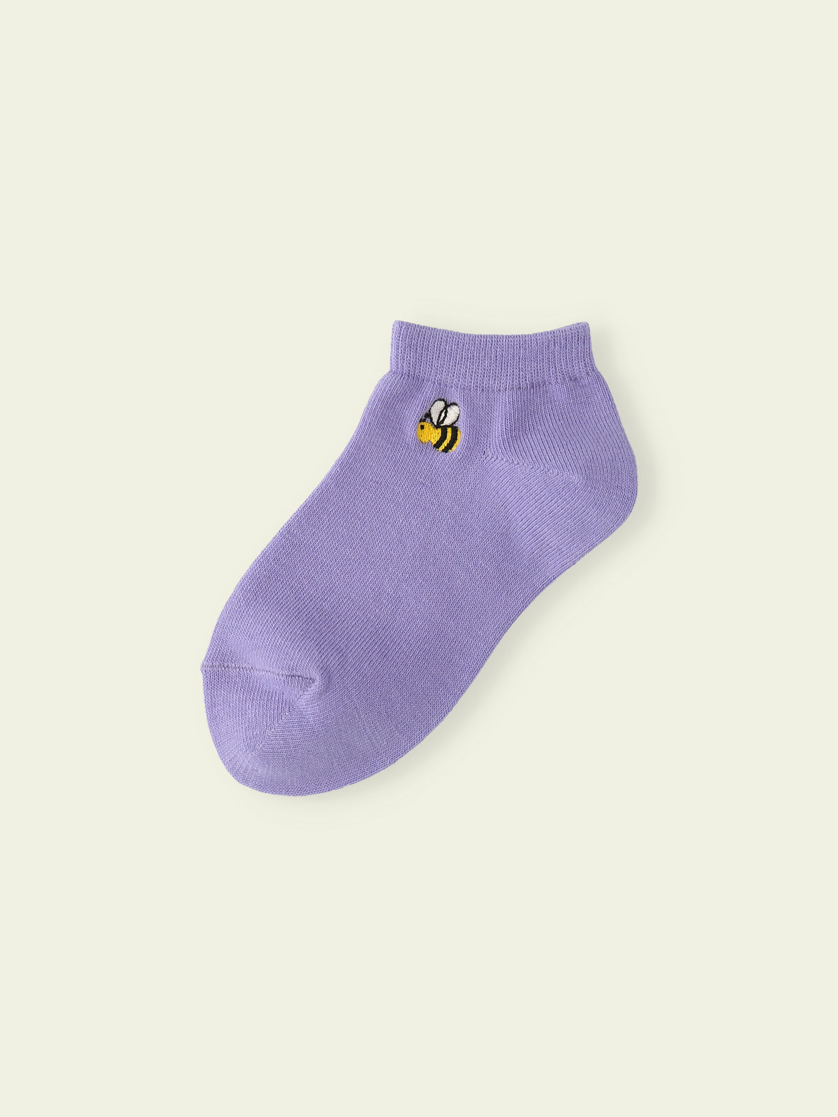 【3足1,485円】キッズ いろいろ刺繍スニーカー丈ソックス / 13-15cm - ラベンダー+ハチ