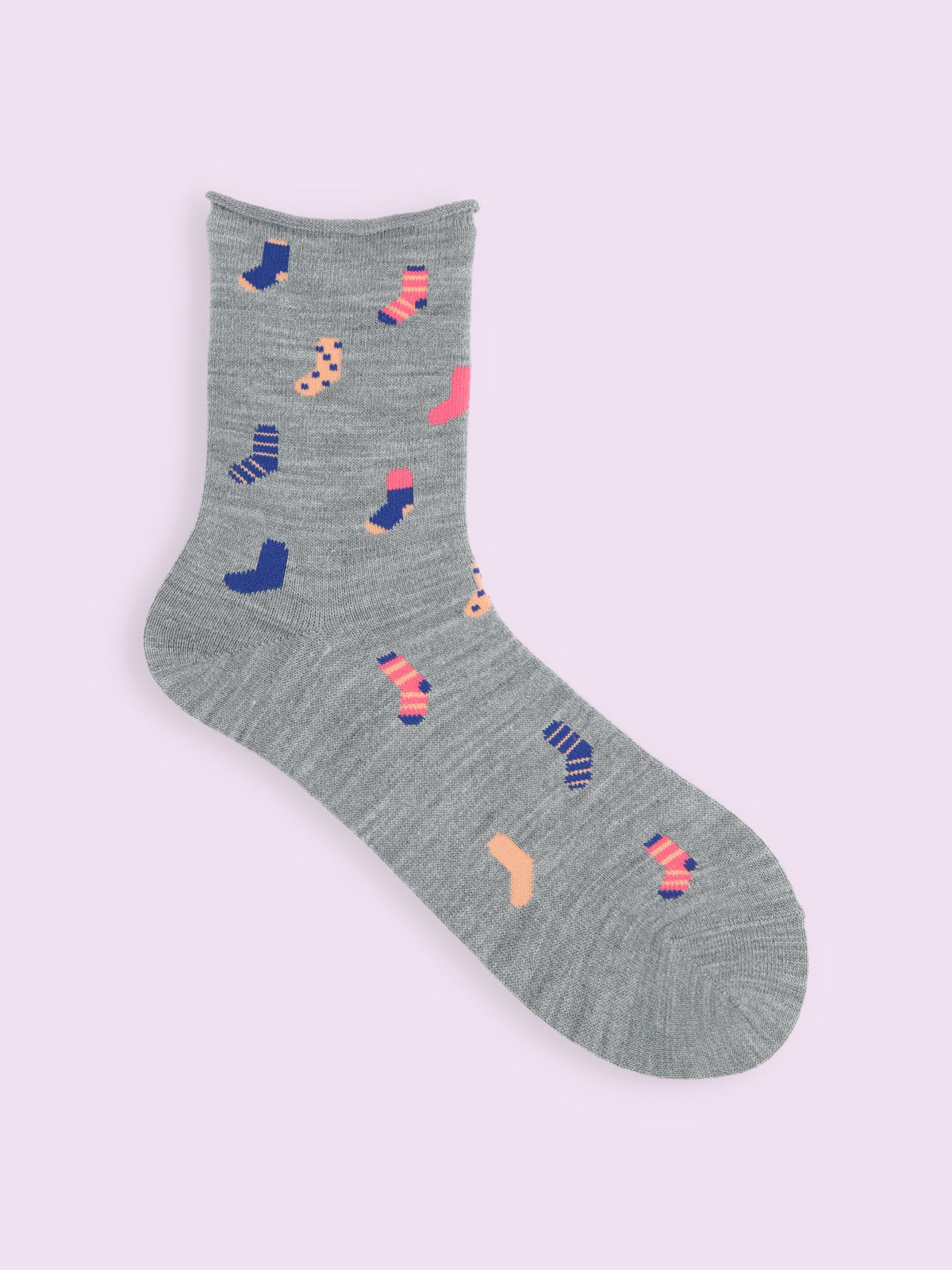 【3足1,485円】毛混 靴下柄ショートソックス