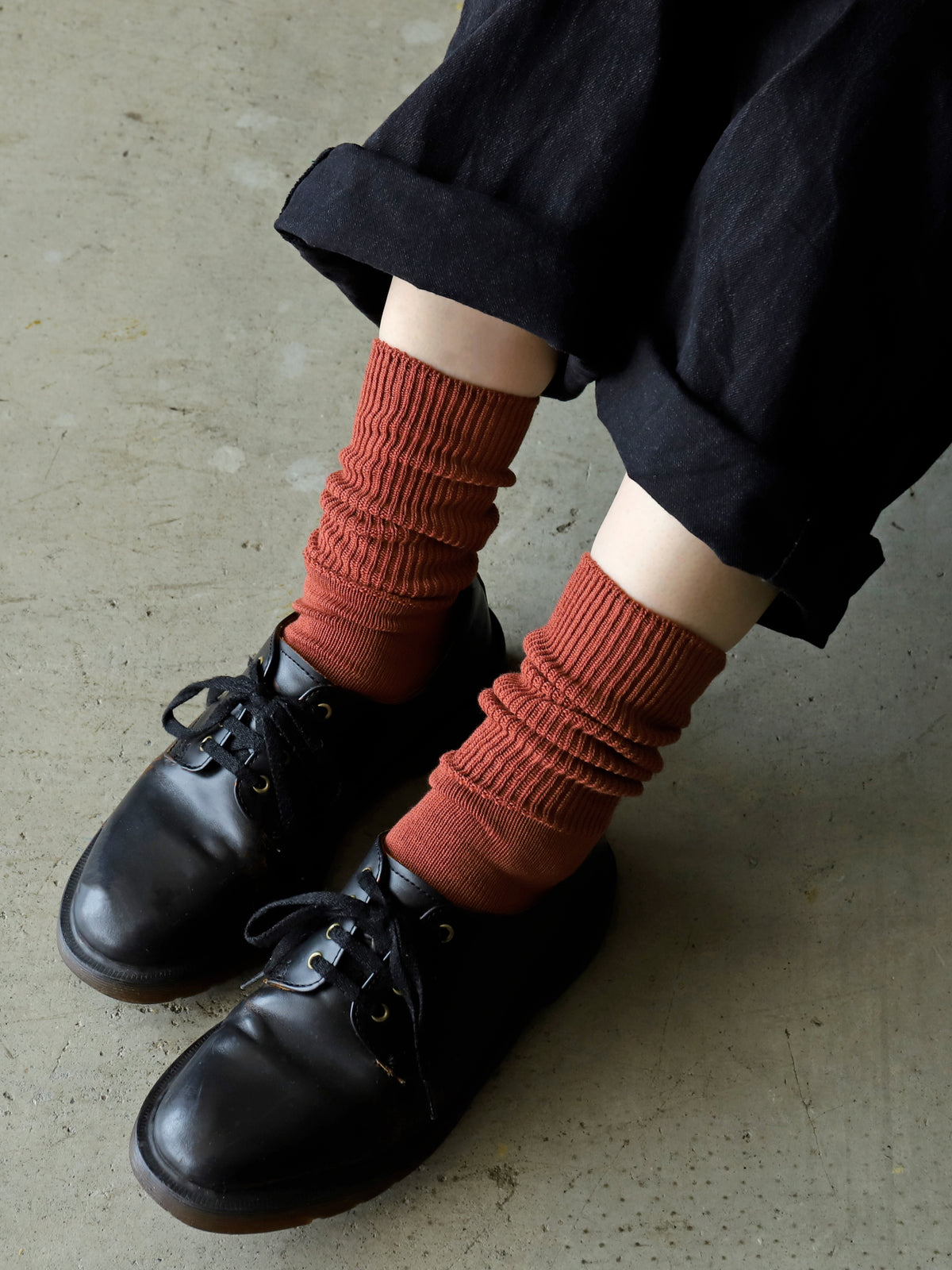 【WEB限定】大人が履けるルーズソックス - ローズブラウン