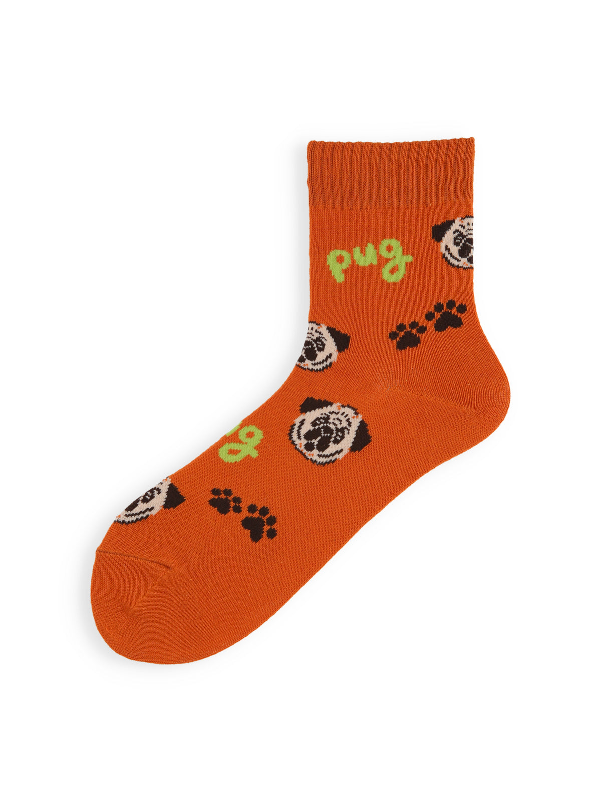 【3足1,485円】I LOVE PUGショートソックス - ダークオレンジ