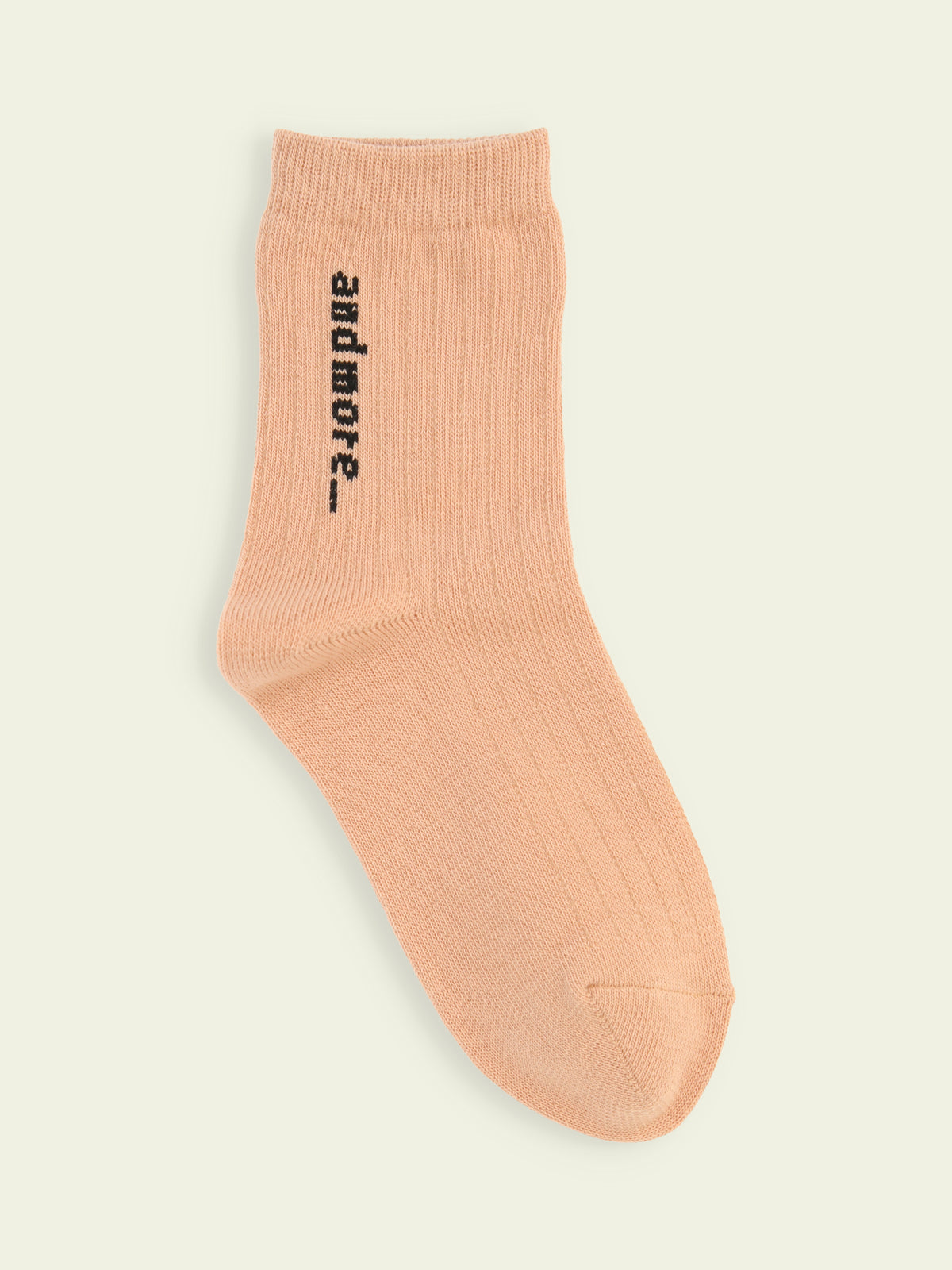 【3足1,485円】キッズ リブ風ロゴショートソックス / 13-15cm - ピーチ