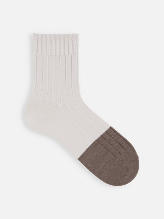 【Tabio MEN】つま先ウール混切替リブショートソックス