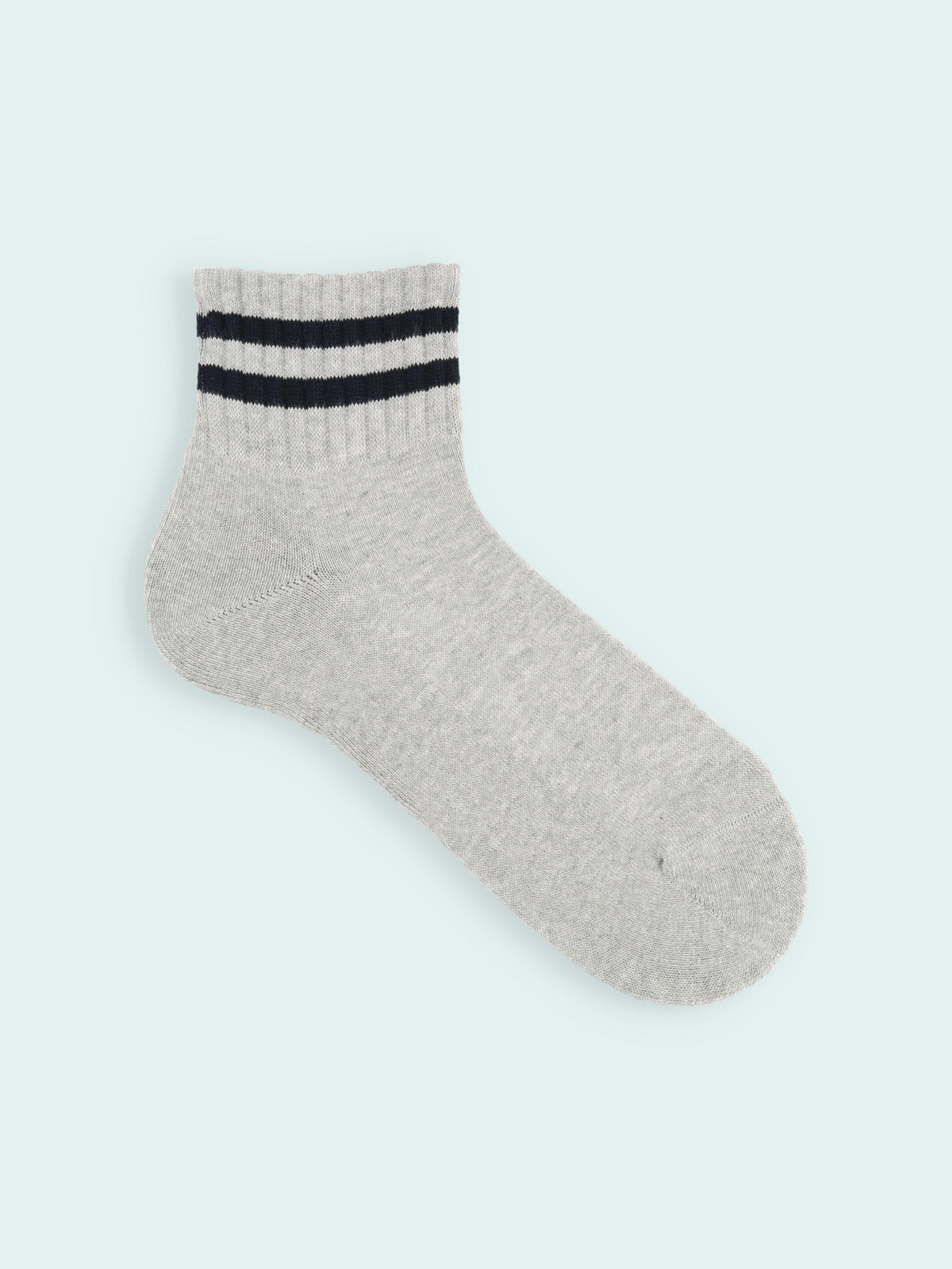 【3足1,485円】メンズ パイル2本ラインショートソックス - グレーモク