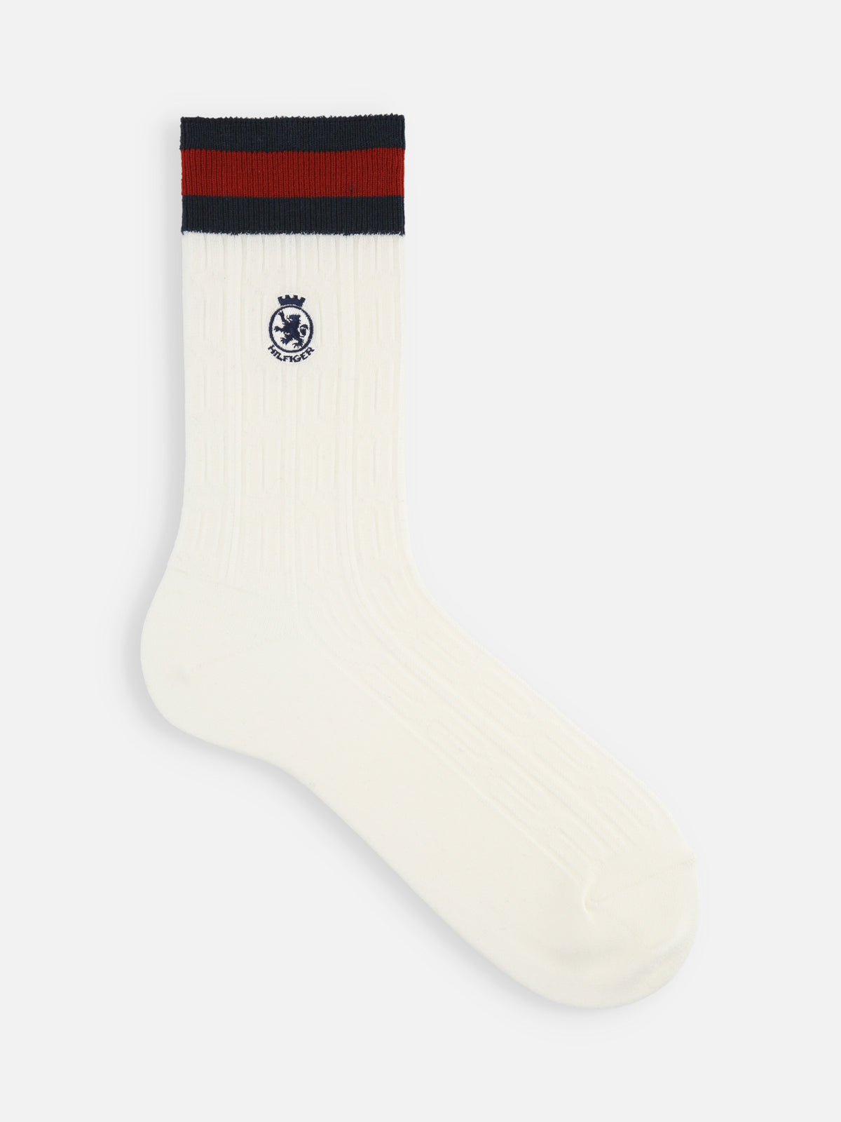 【MEN】TOMMY HILFIGER チルデンニットエンブレムソックス - オフホワイト
