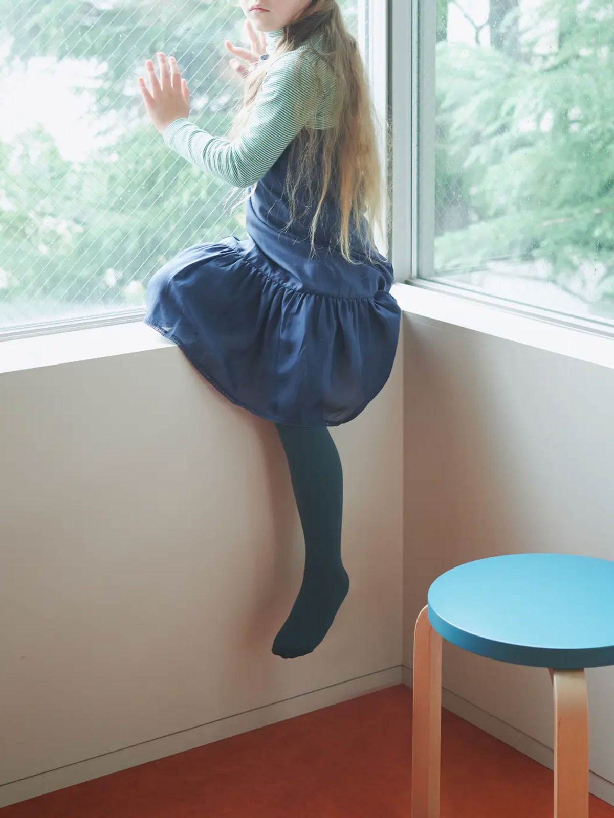【キッズ】80デニールタイツ / 110-130cm - ディープグリーン
