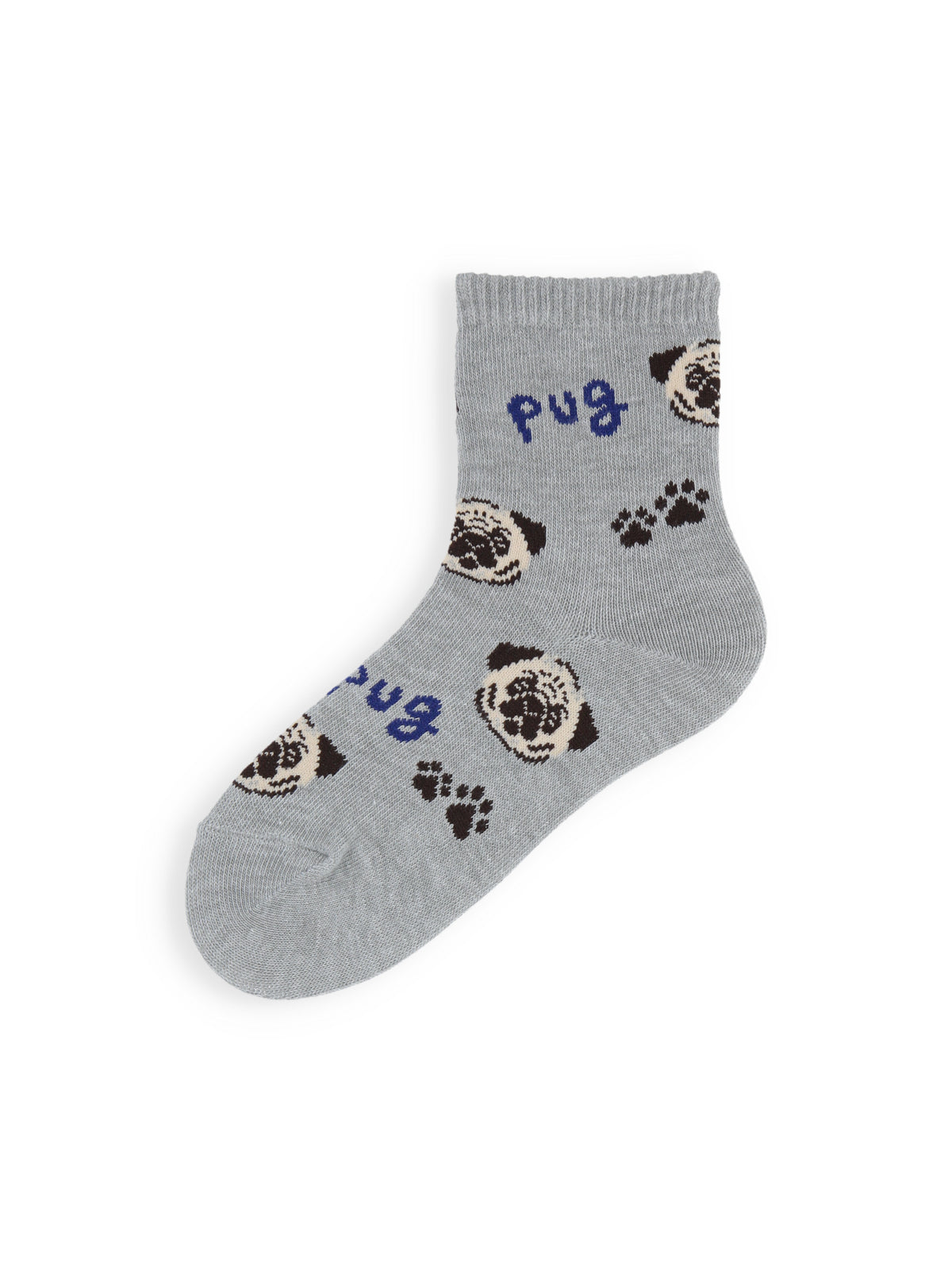 【3足1,485円】キッズ I LOVE PUGショートソックス / 19-21cm - グレー