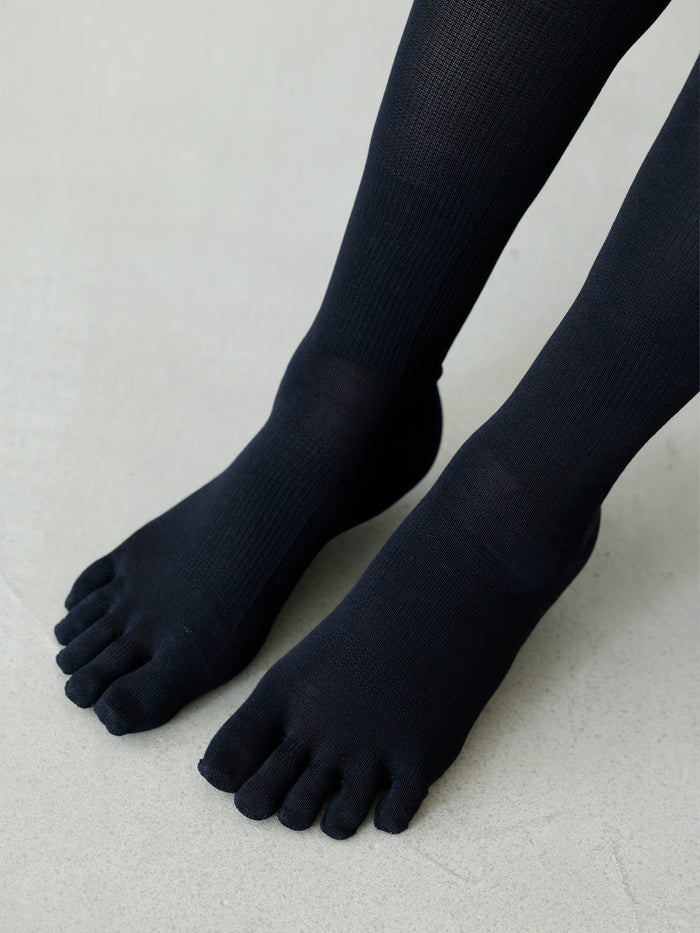 【美脚Labo】さらさら綿混着圧五本指ハイソックス / 22.5～24.5cm