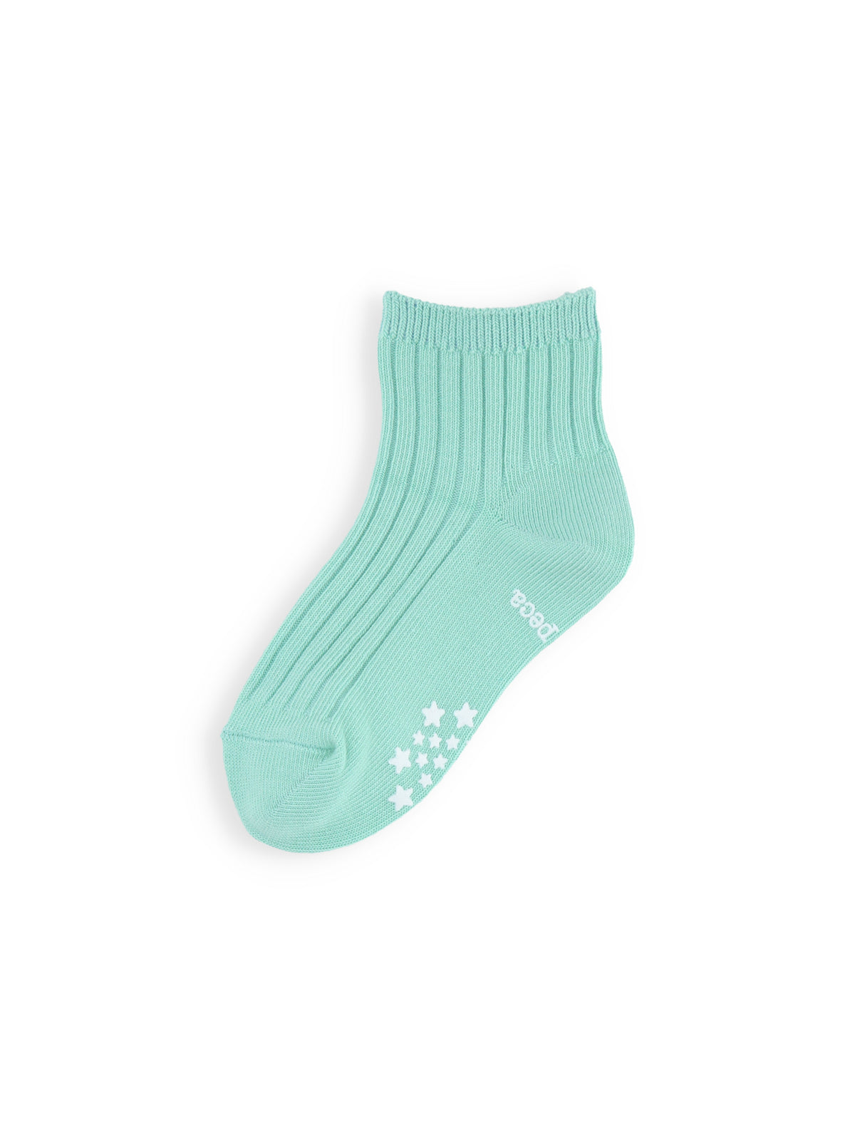 キッズ 表糸綿100％毛玉が出来にくいショートソックス滑り止め付/13-15cm - ミント