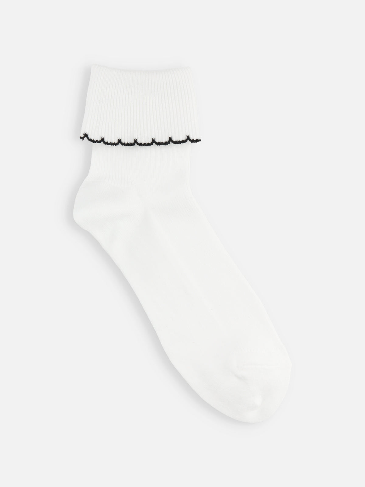 【キッズ】折り返し配色フリルソックス / 19-21cm - サラシ