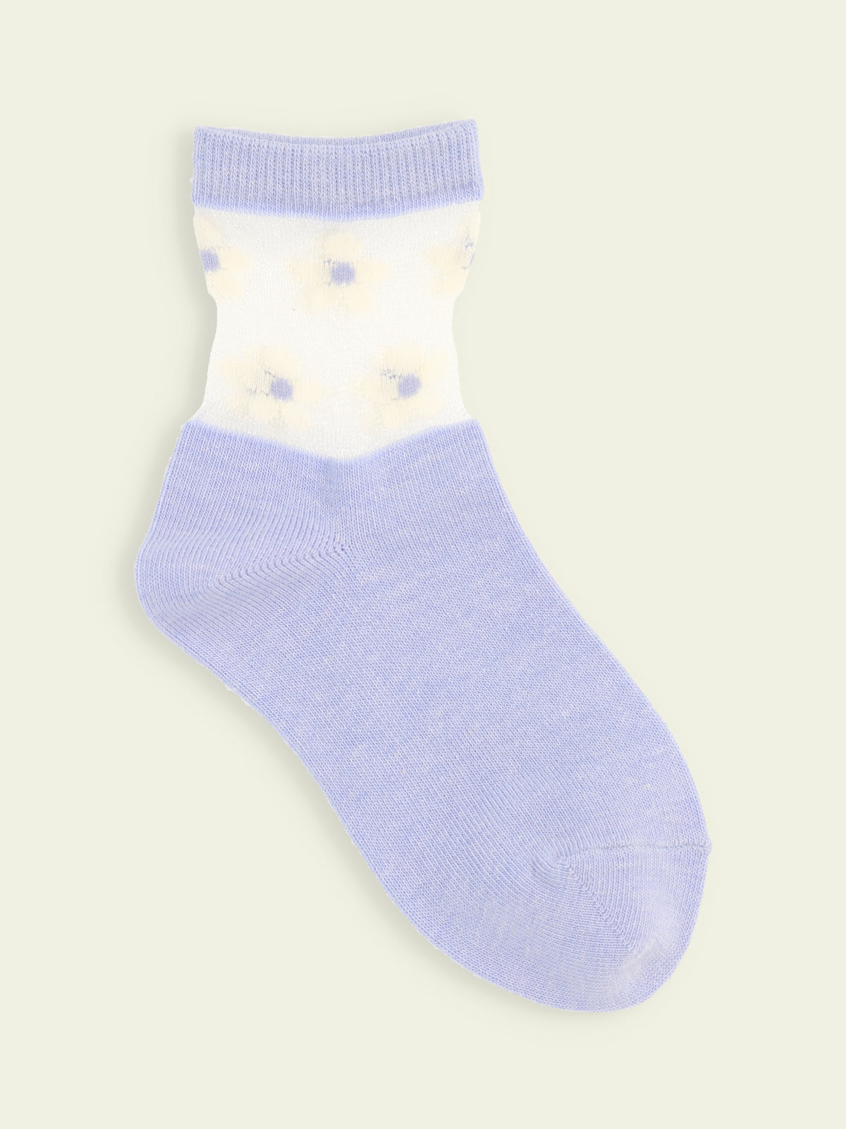 【3足1,485円】キッズ チュール花柄切替ソックス / 16-18cm - ラベンダー