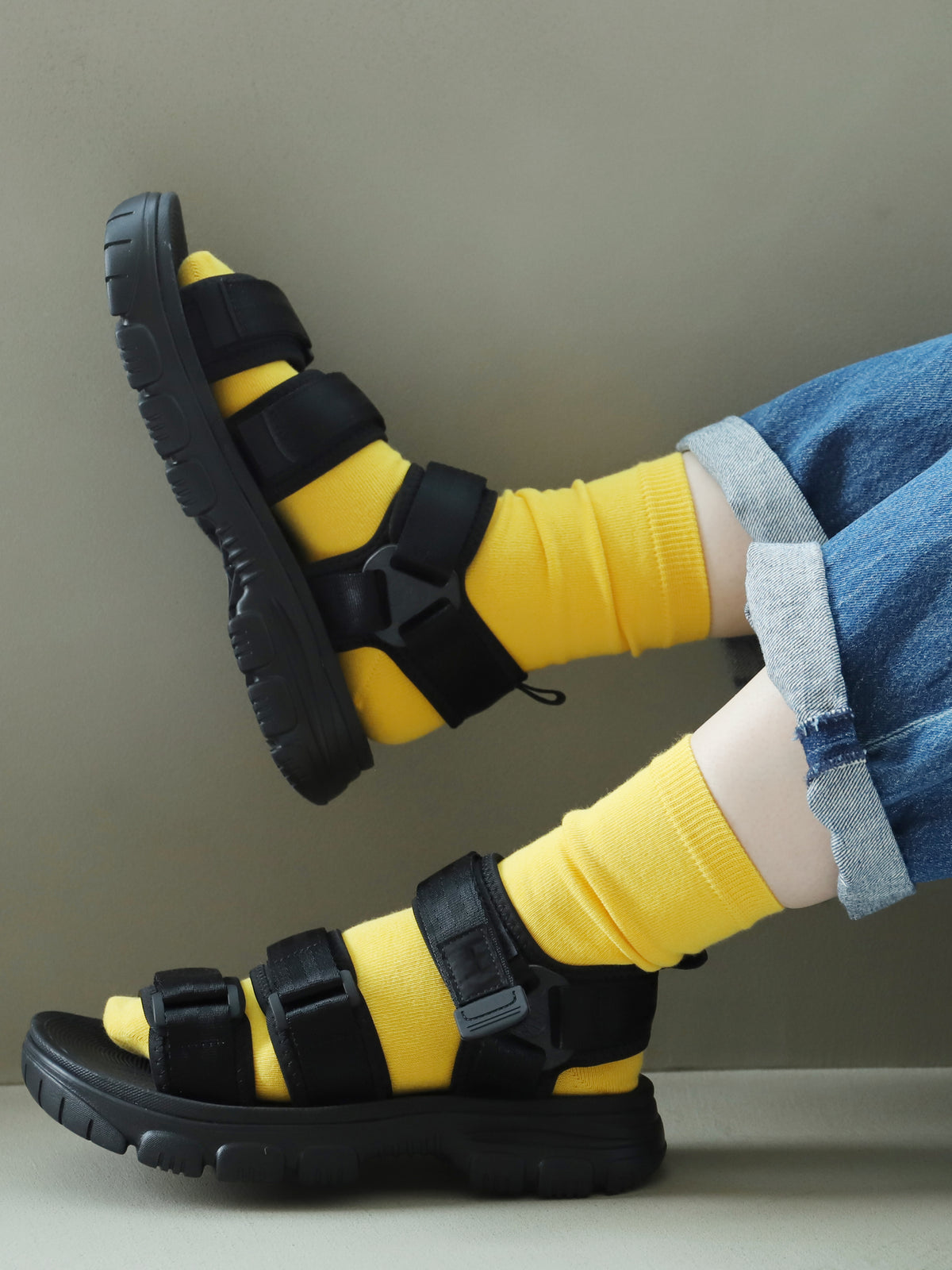 【WEB限定40色】オールシーズン履けるカラフルソックス - イエロー