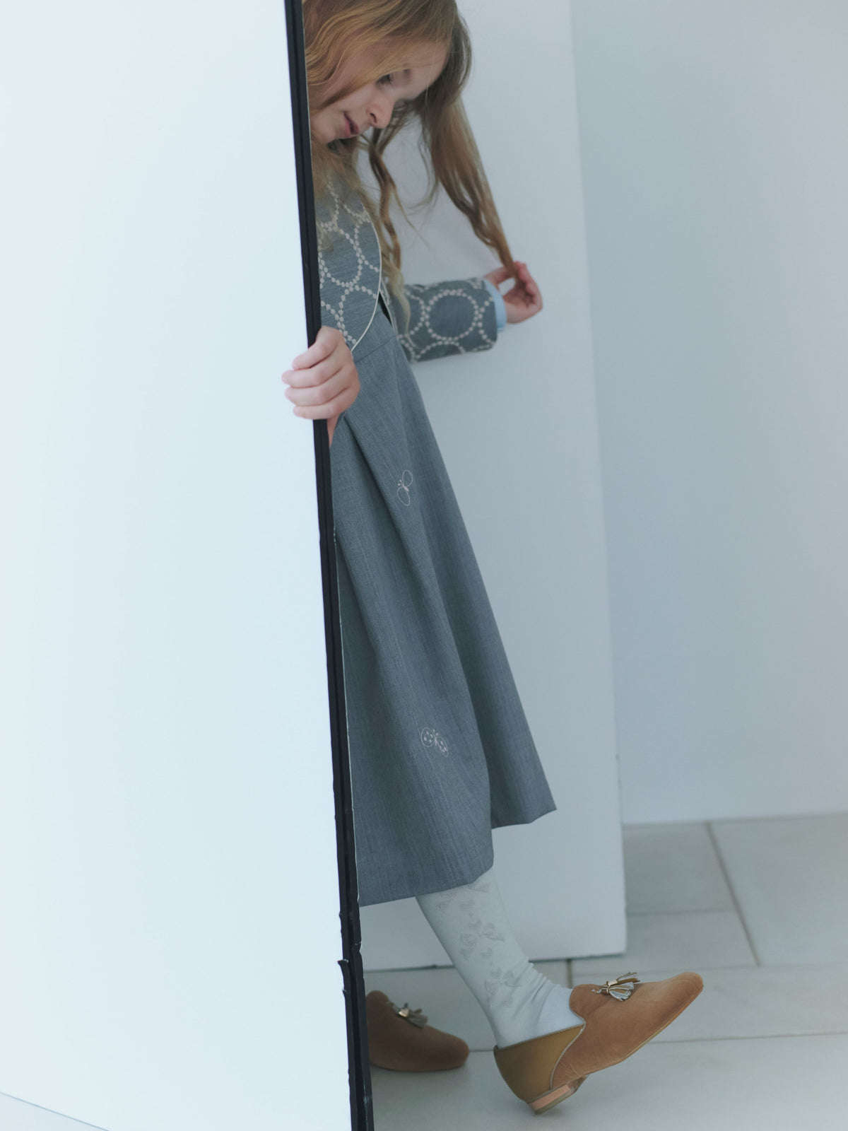 【キッズ】フロートリボン柄ハイソックス / 19-21cm