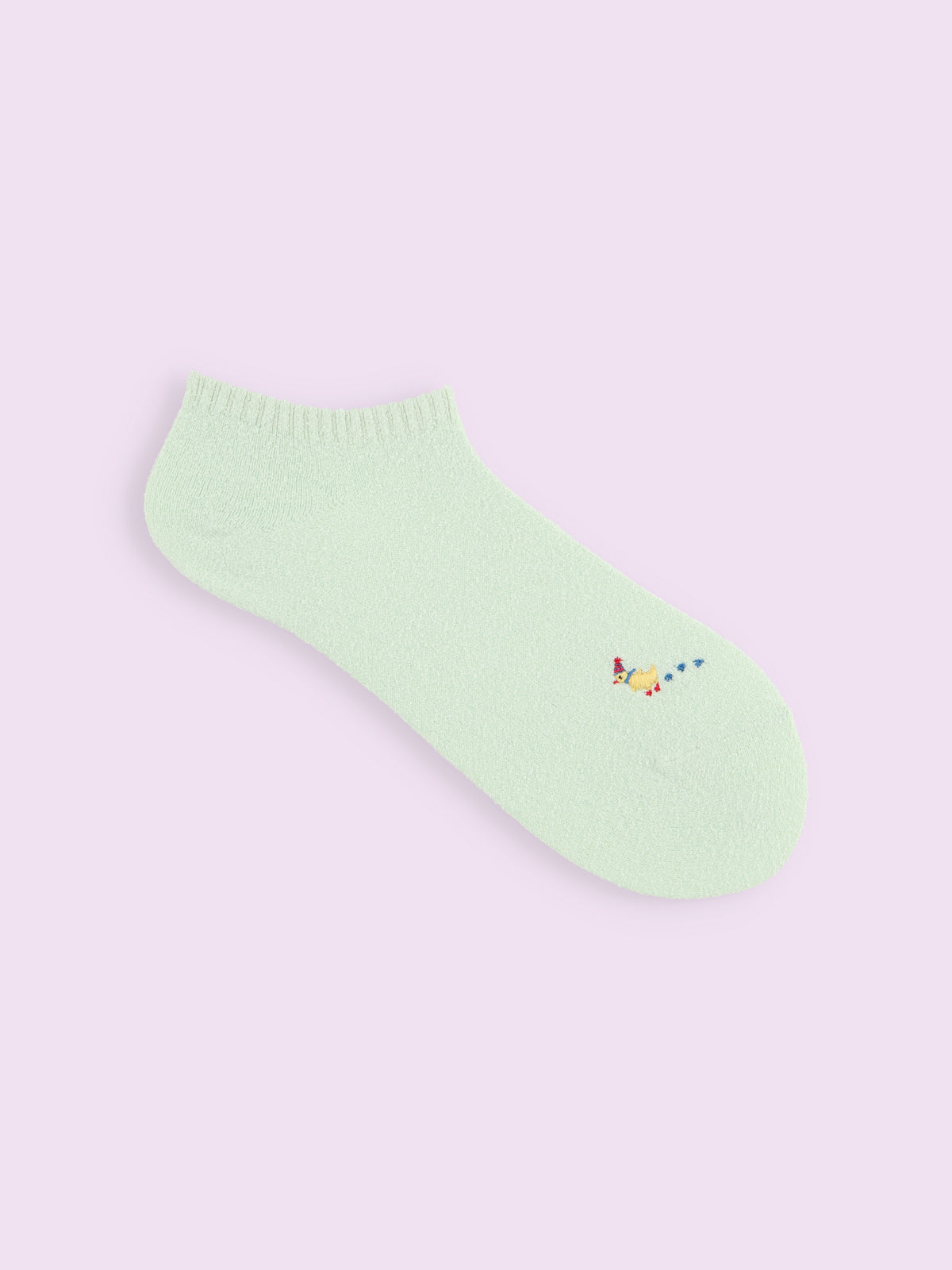 【3足1,485円】ブークレ刺繍スニーカー丈ソックス - ミント+アヒル