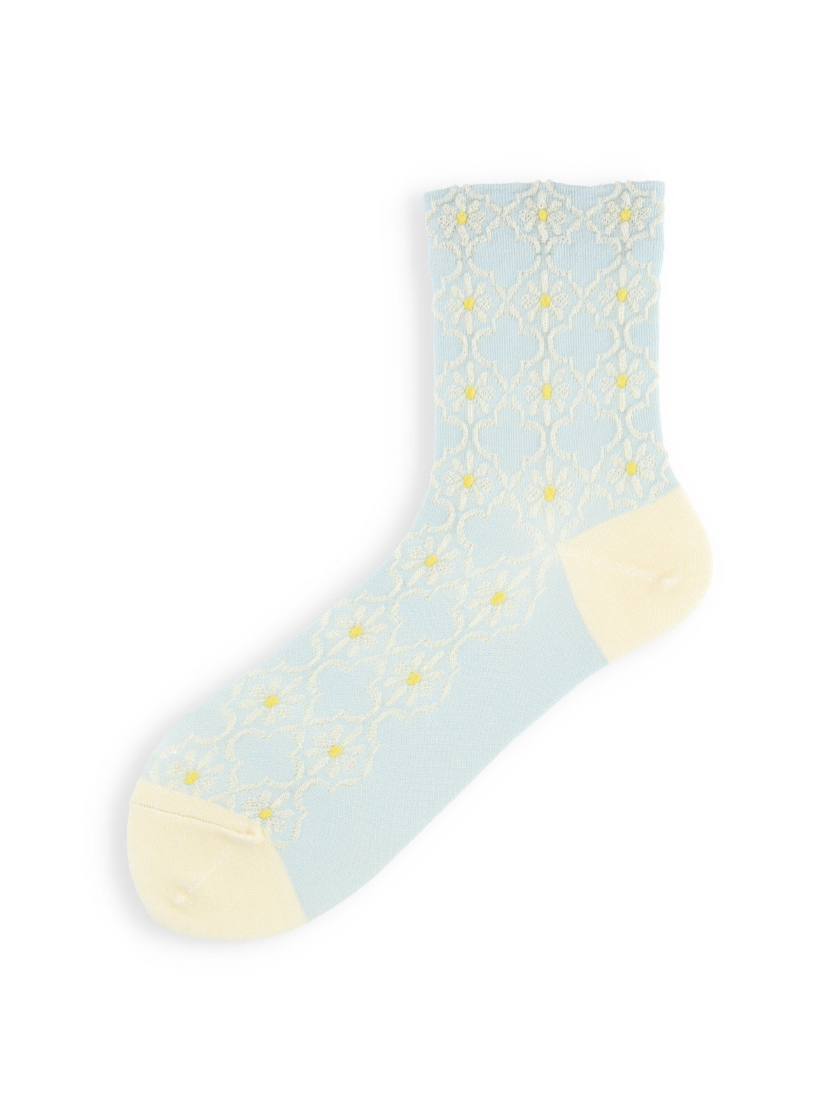 【3足1,485円】毛混お花タイルフロートソックス - キナリ