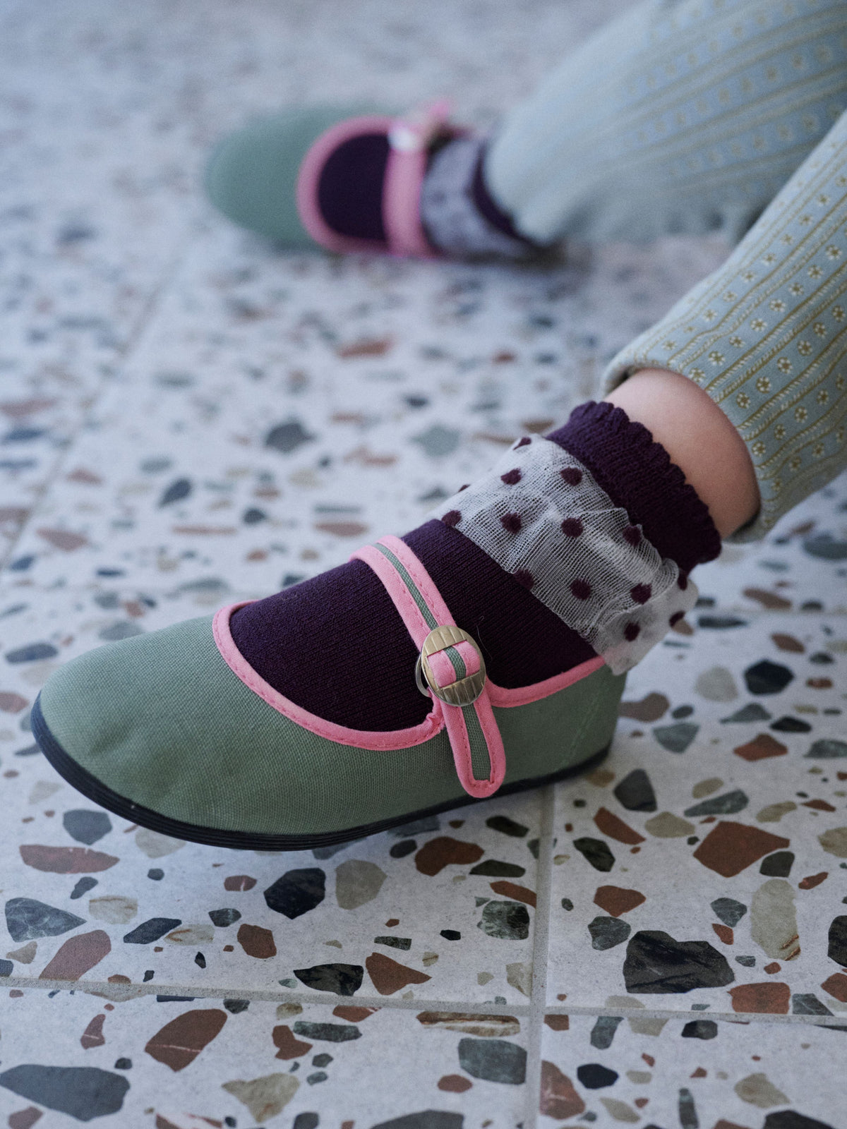 【キッズ】チュールドット柄ショートソックス / 19-21cm