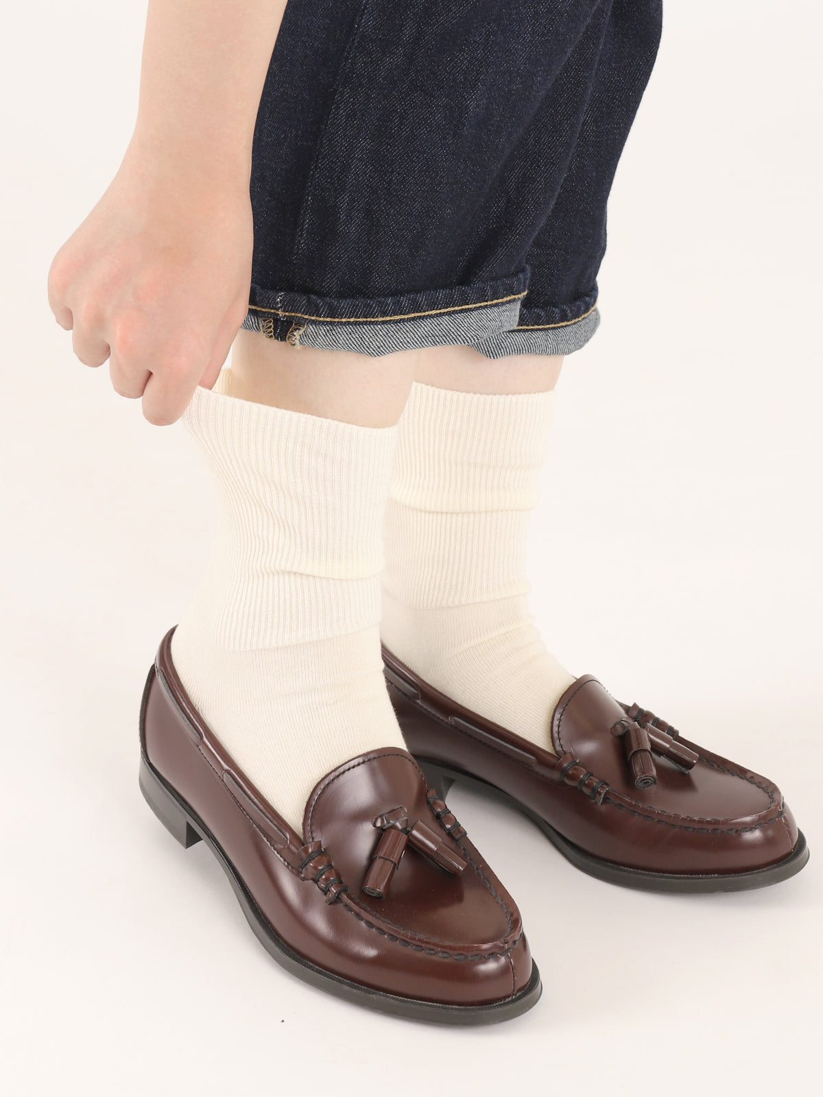 【3足1,485円】履き口ゆったりリブベタソックス - オフホワイト