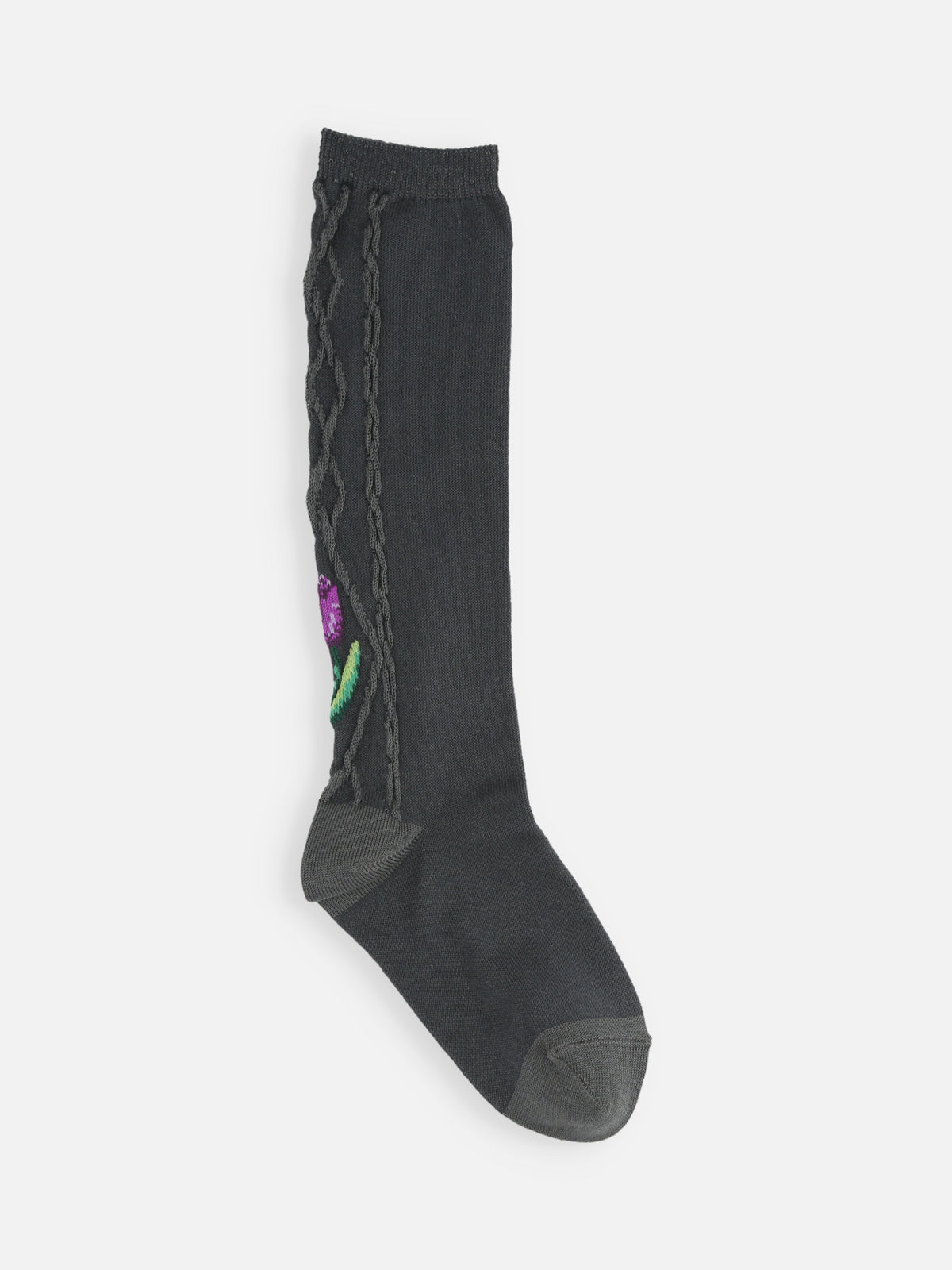 【キッズ】 チューリップハイソックス / 19-21cm - チャコールグレー