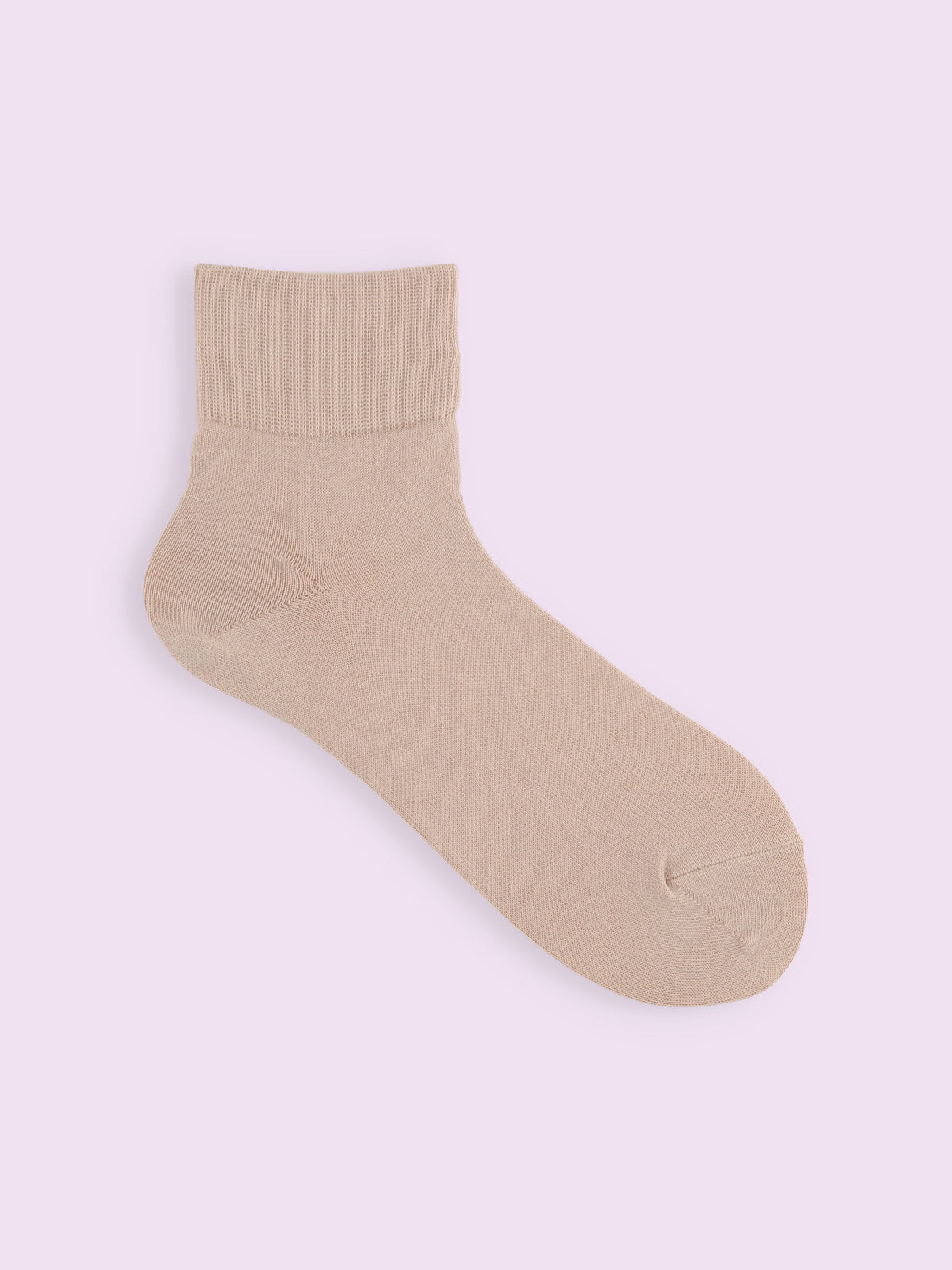 【3足1,485円】無地ベタゴム長ショートソックス - ベージュ
