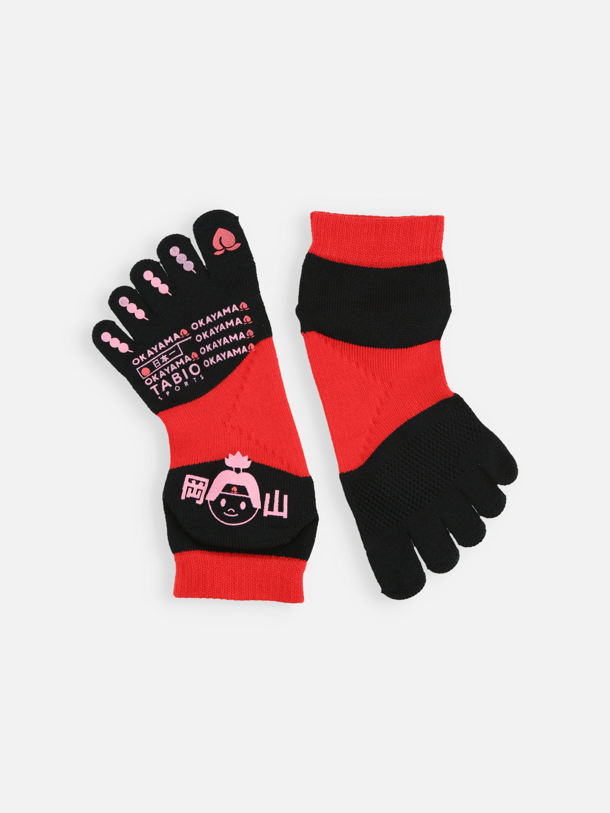 岡山限定 タビオスポーツレーシングラン五本指ソックス / Sサイズ - レッド×岡山限定